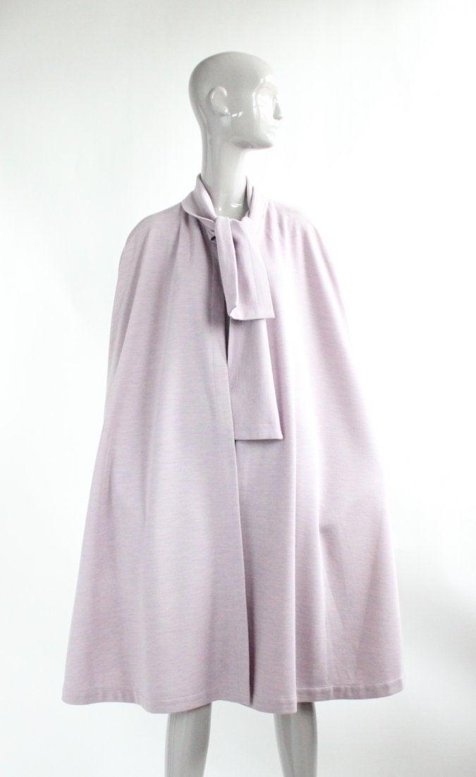 Givenchy Haute Couture Wool Jersey Cape, F/W 1989: Givenchy Haute Couture Lavender Wool Jersey Runway Cape, F/W 1989.