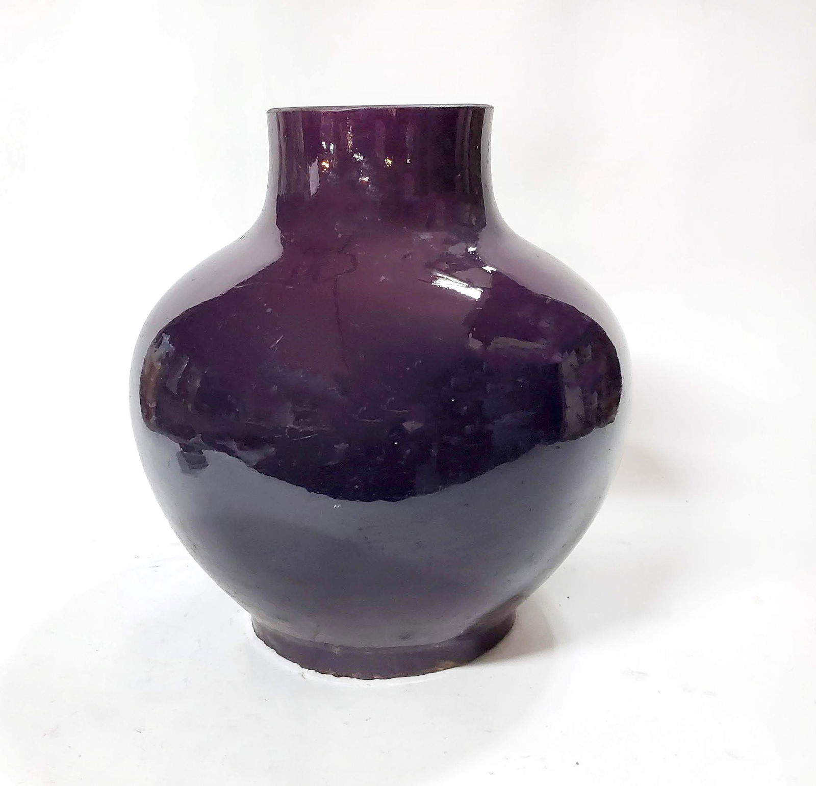 Antique Chinese Aubergine Glazed Ceramic Vase (1 of 4)