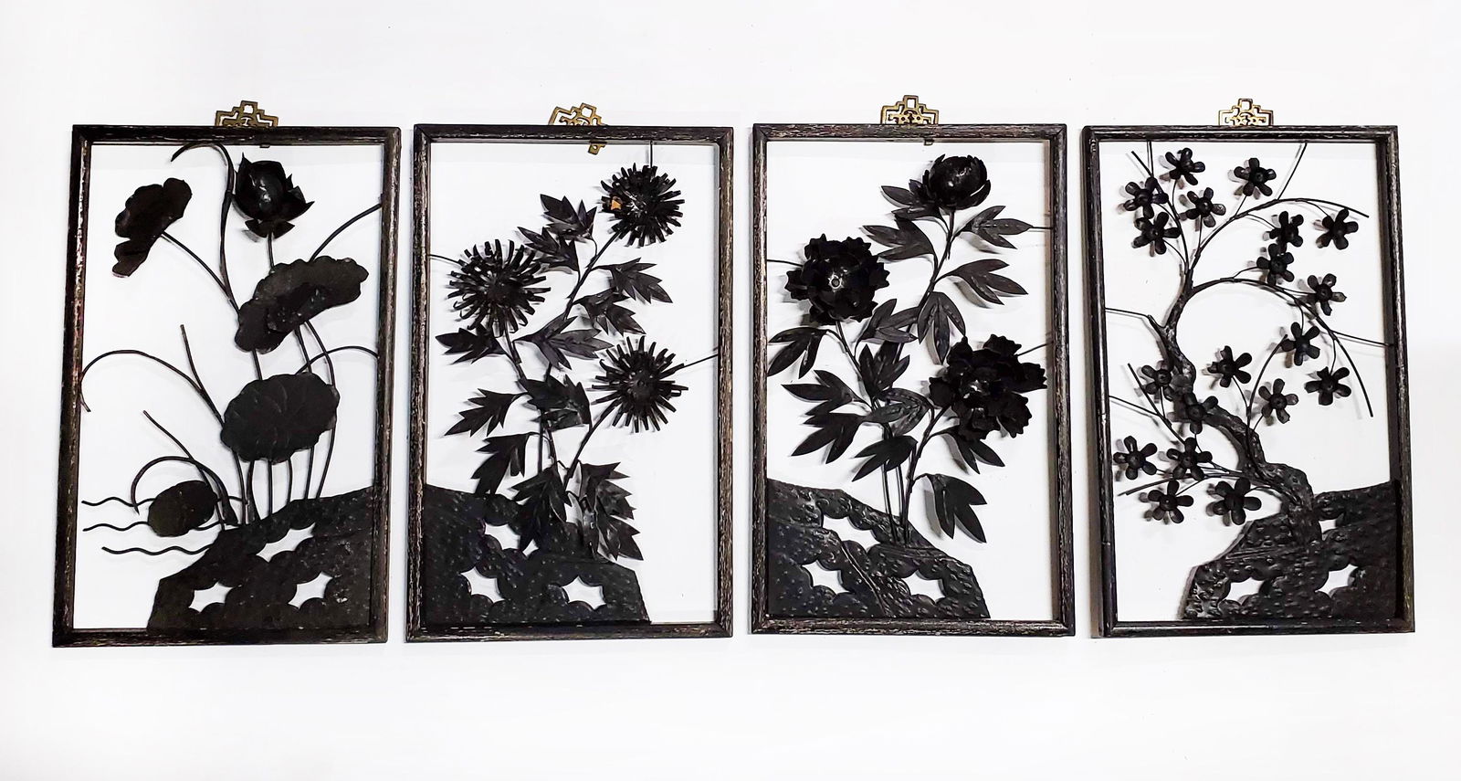 Chinese Metal Cut Out Floral Wall Hangings, ca. 1950s (1 of 5)