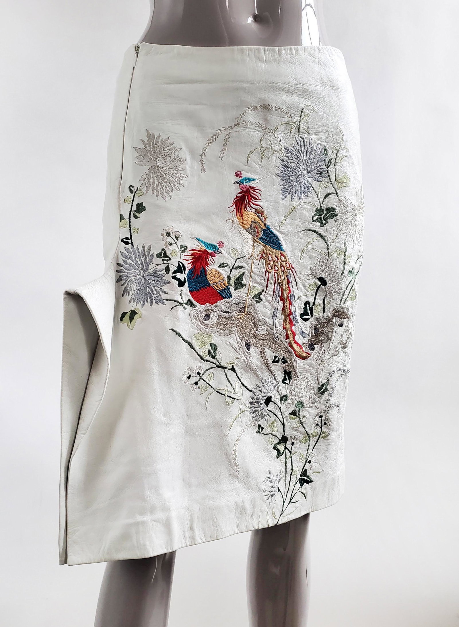 Alexander McQueen Embroidered Leather Skirt, S/S 2000 (1 of 5)