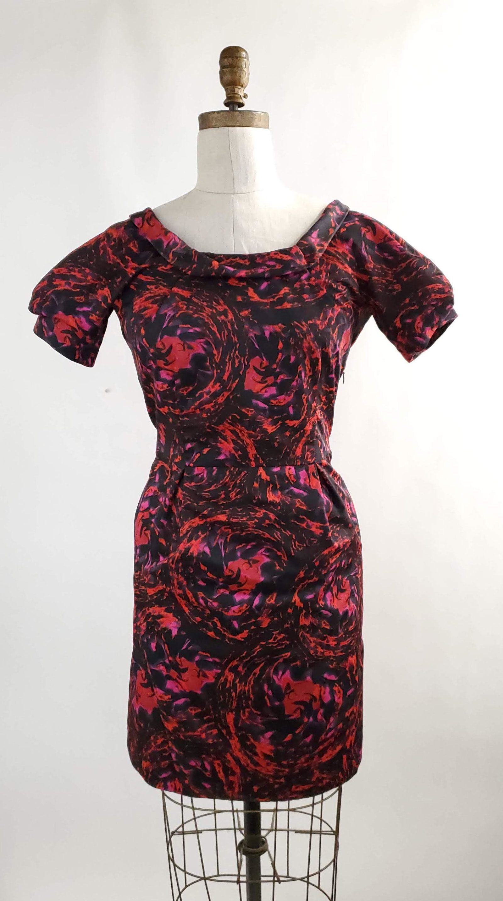 Thakoon Red & Black Abstract Print Satin Dress 2010's (1 of 5)