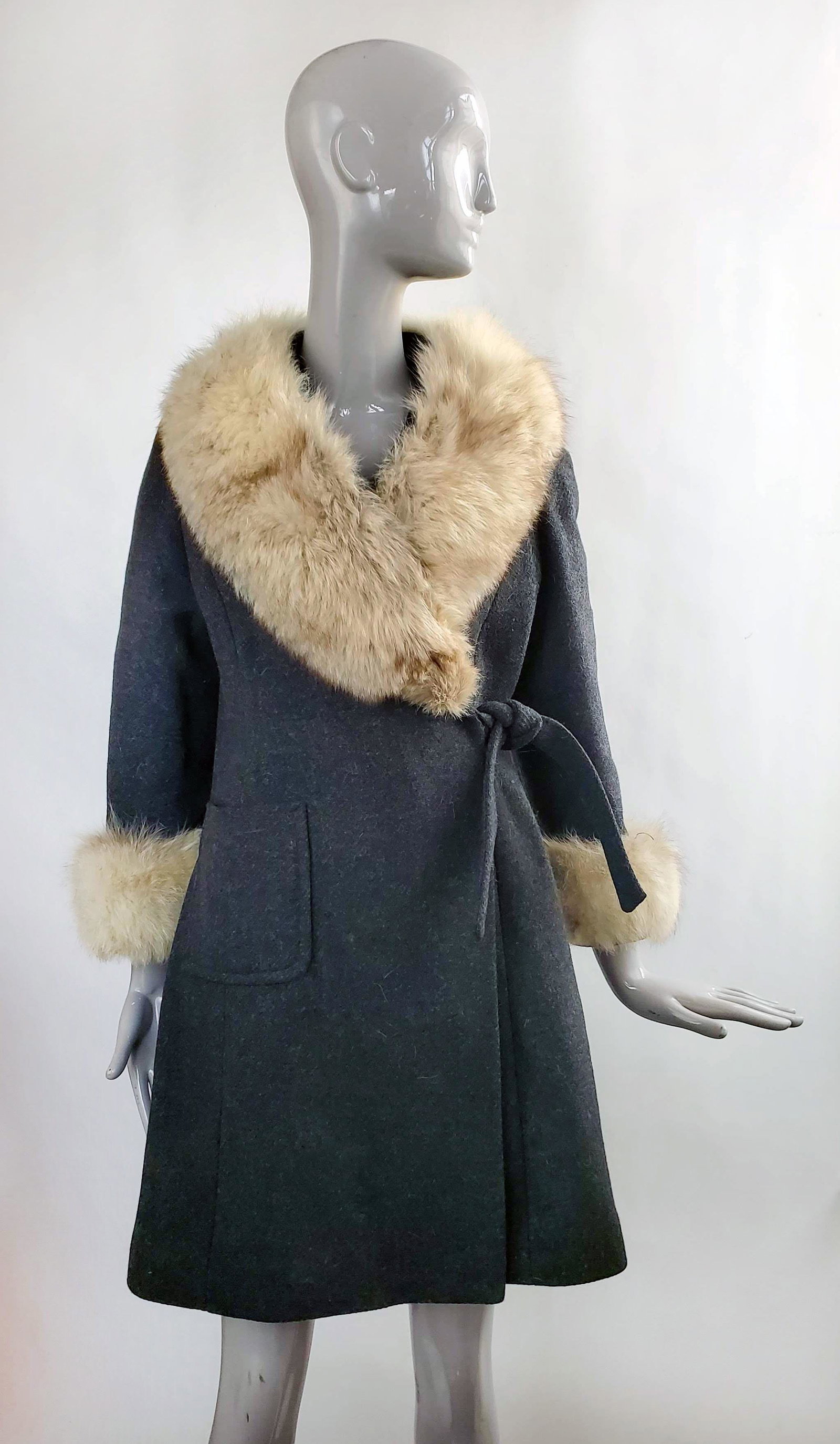 Franklin Simon New York Coat with Fur Collar, ca. 1970s (1 of 3)