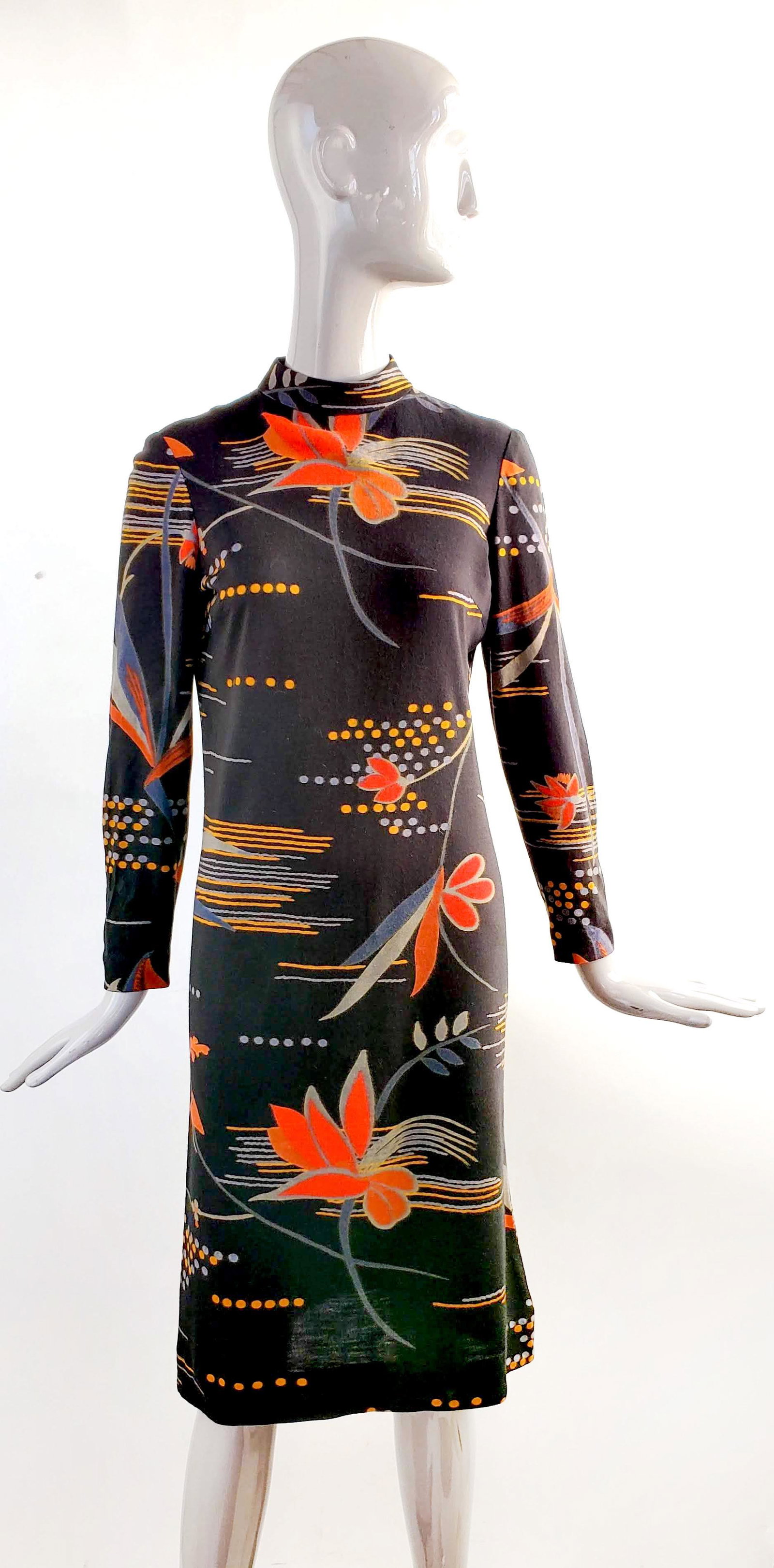 Anne Fogarty Floral Print Knit Dress, ca. 1970s (1 of 3)
