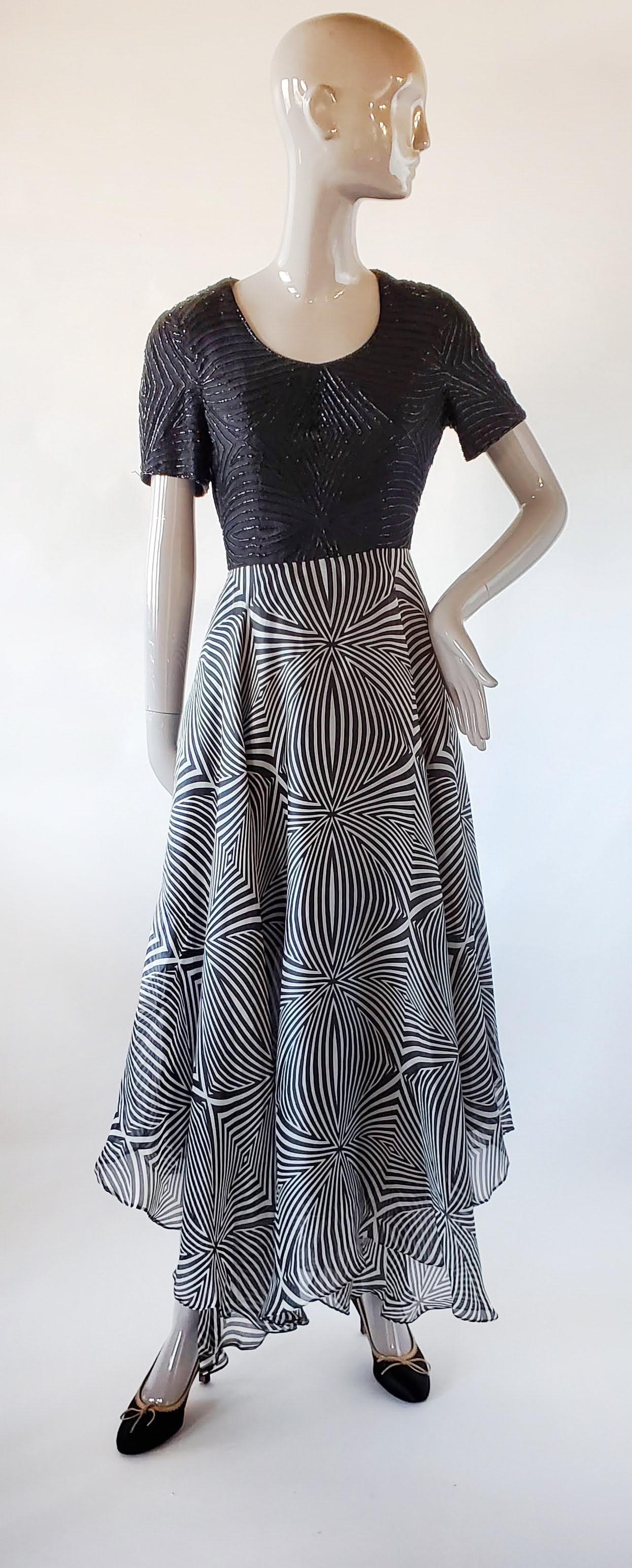 Louis Feraud Beaded & Silk Organza Evening Dress, 1990s (1 of 3)