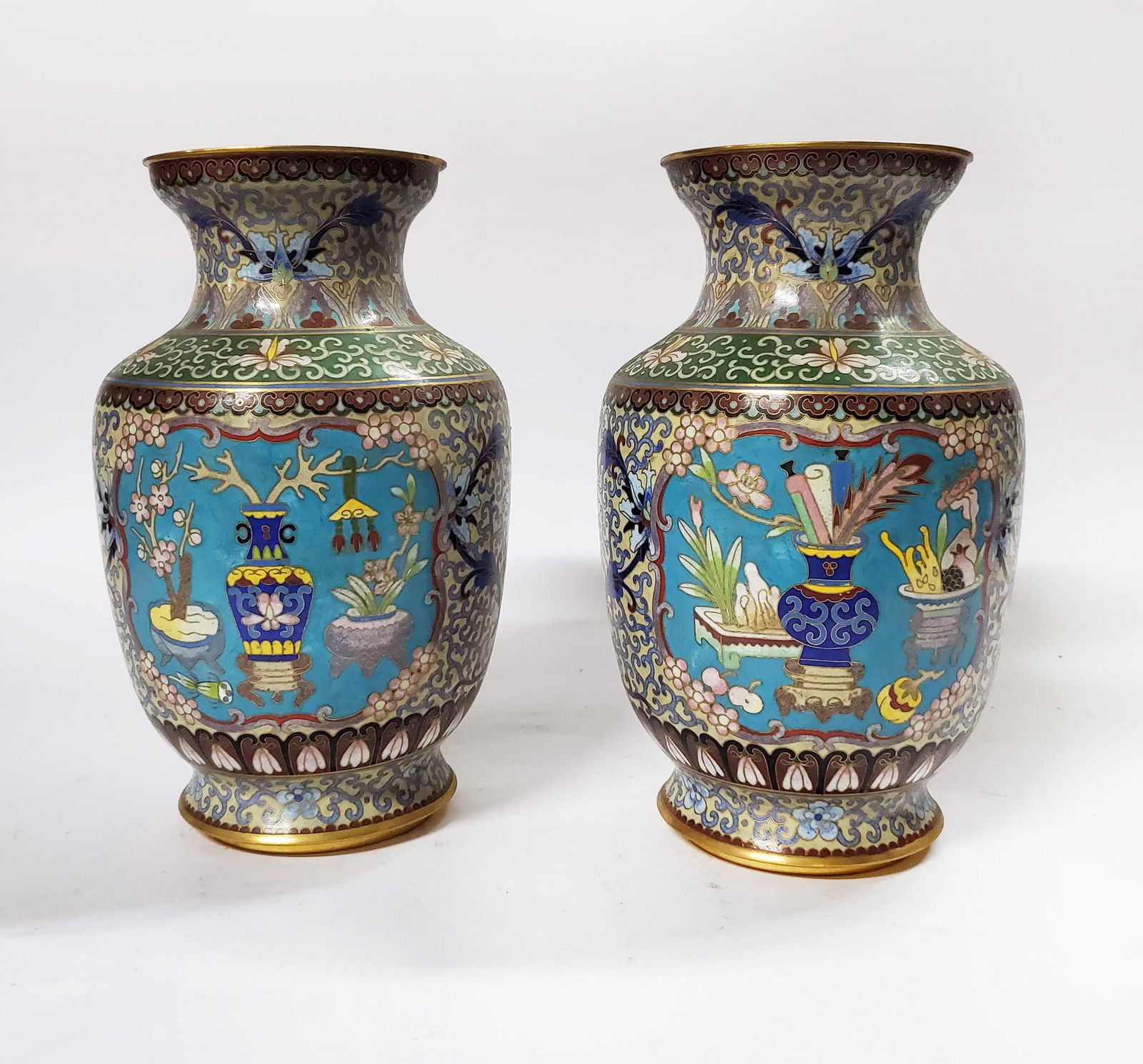 Pair of Chinese CloisonnÃ© Vases (1 of 1)