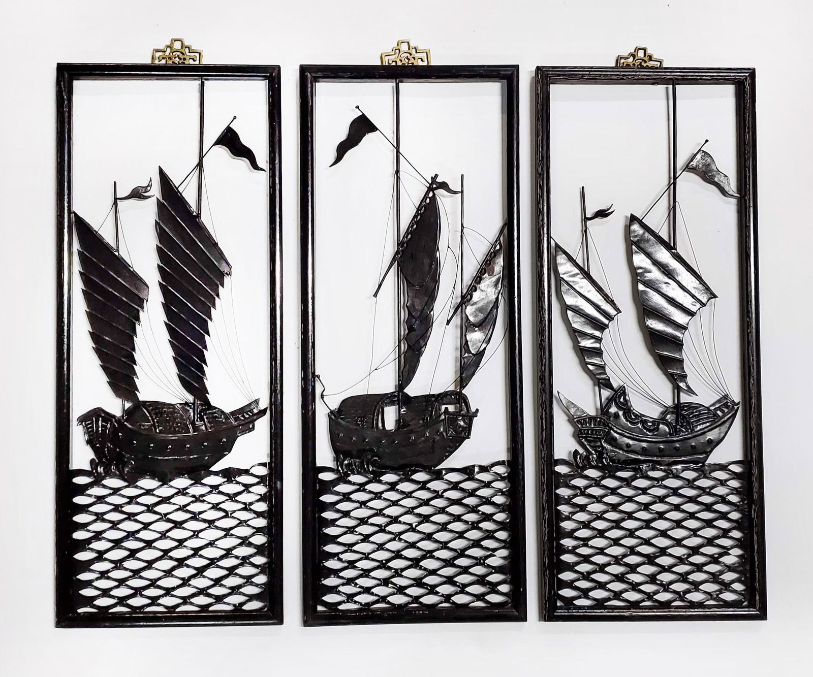 Chinese Metal Cut Out Ship Wall Hangings, ca. 1950s (1 of 4)