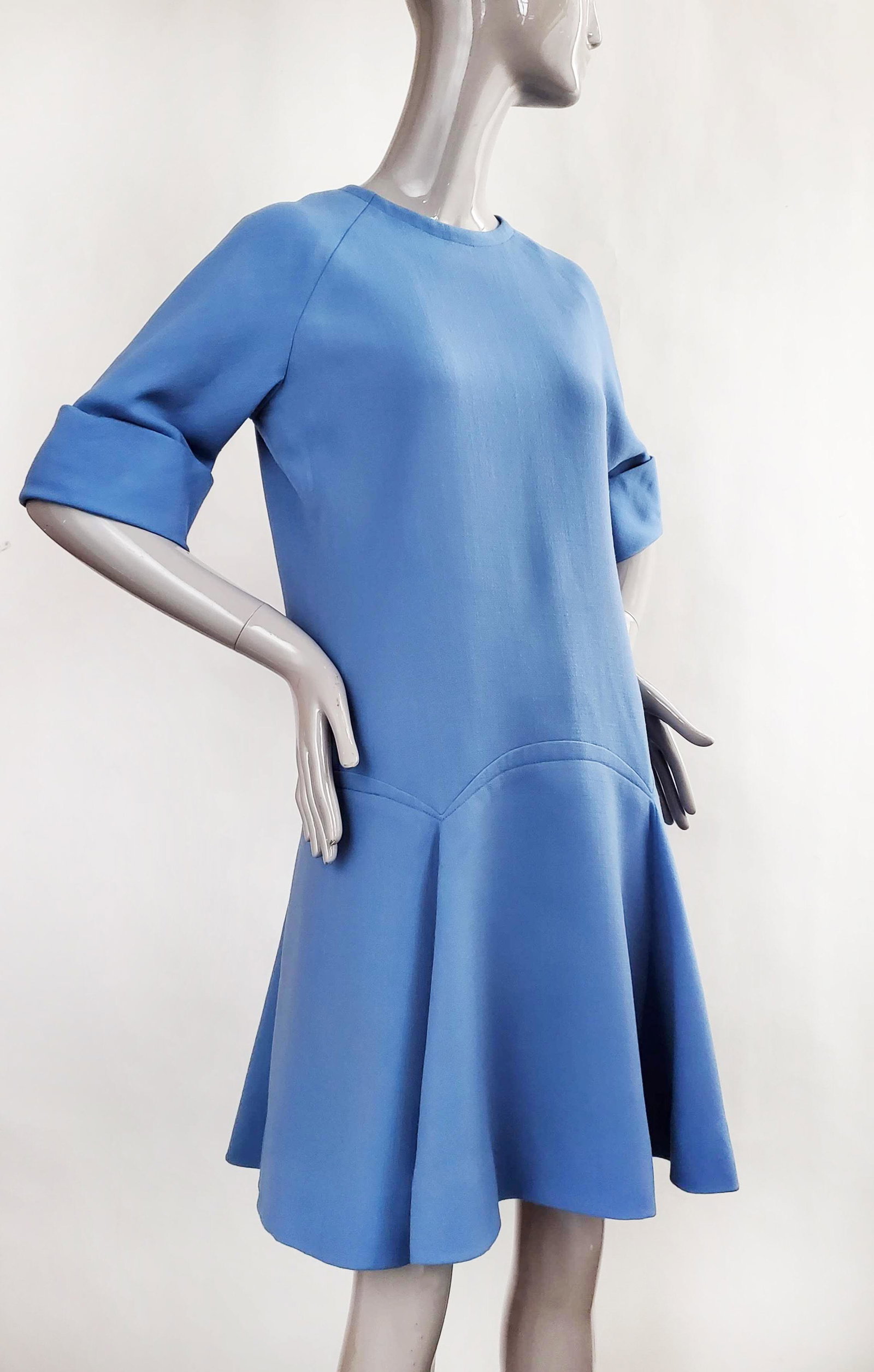 Pierre Cardin Blue Wool Dress, ca. 1960s (1 of 5)