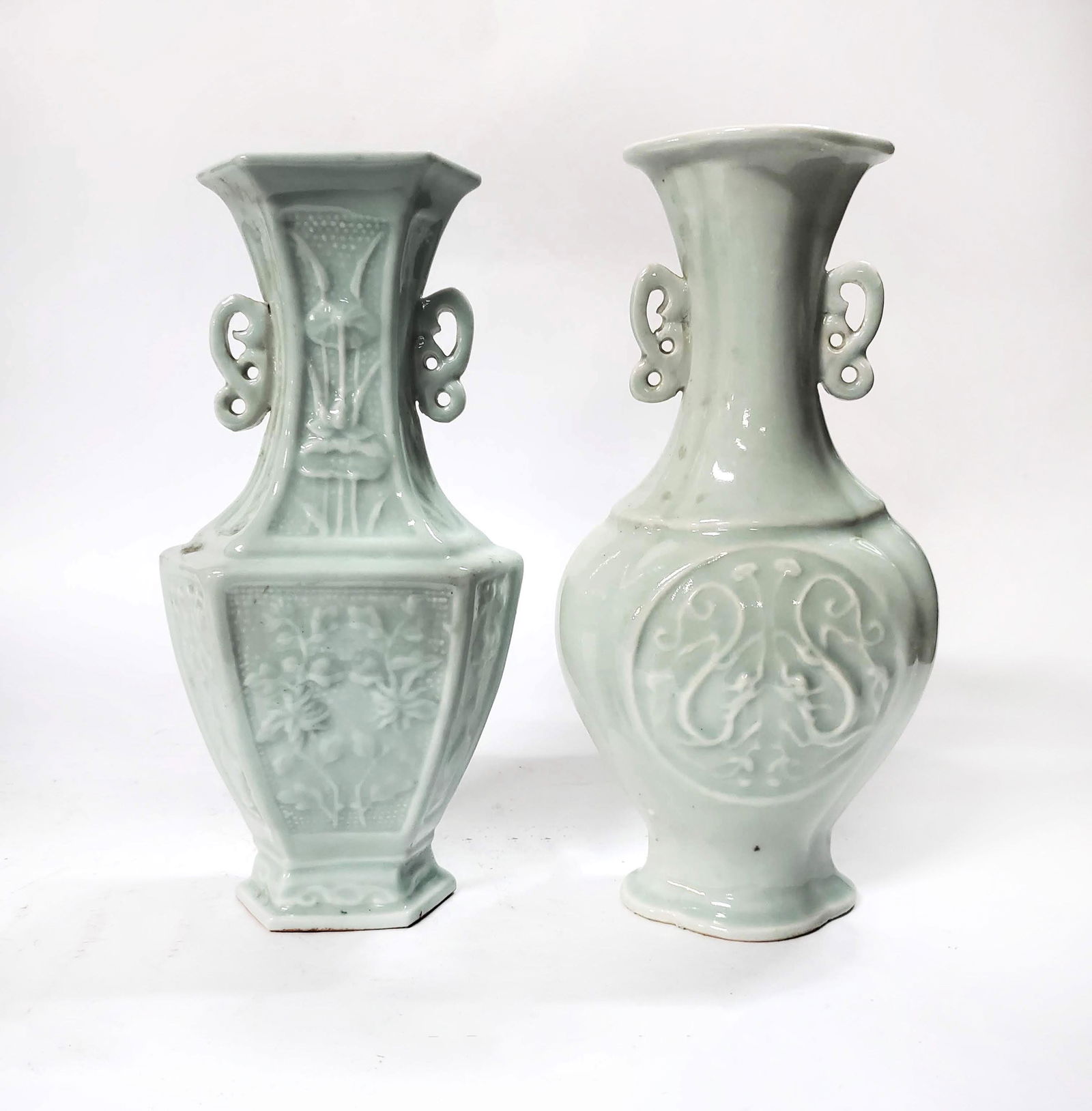 Two Antique Celadon Vases, Qing Marked (1 of 3)