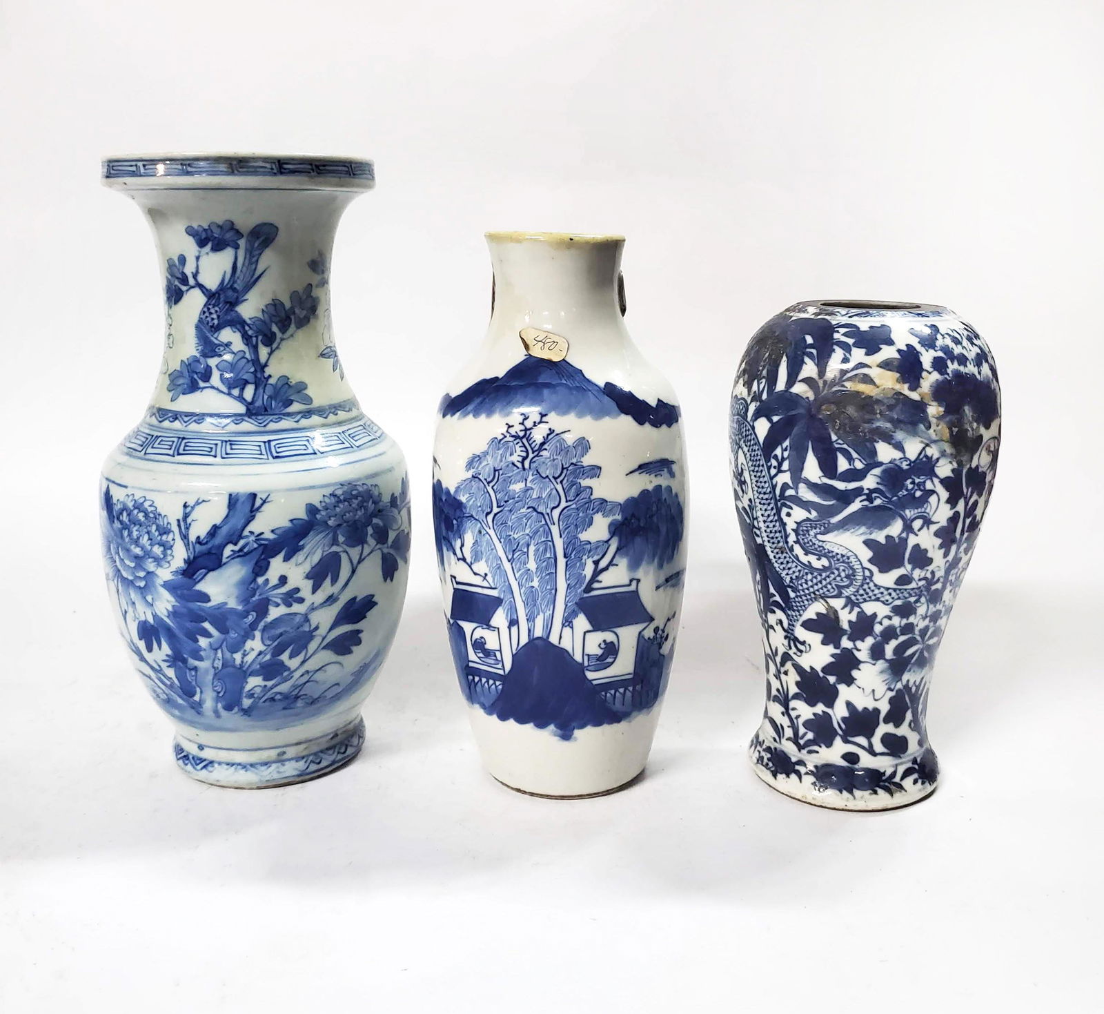 3 Antique Chinese Blue & White Vases (1 of 16)