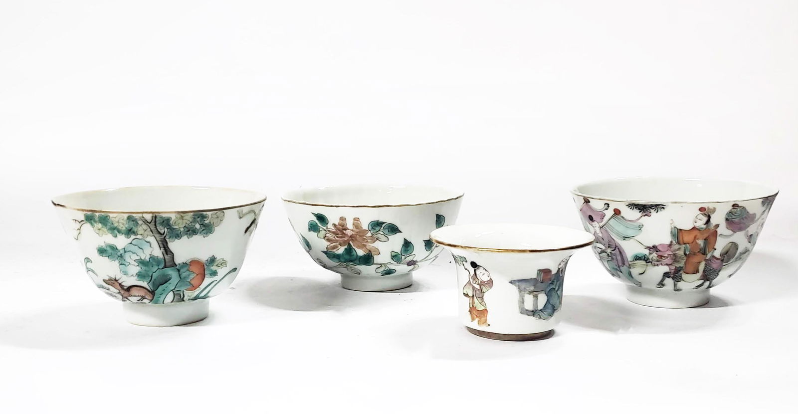 Four Antique Chinese Famille Rose Bowls (1 of 8)