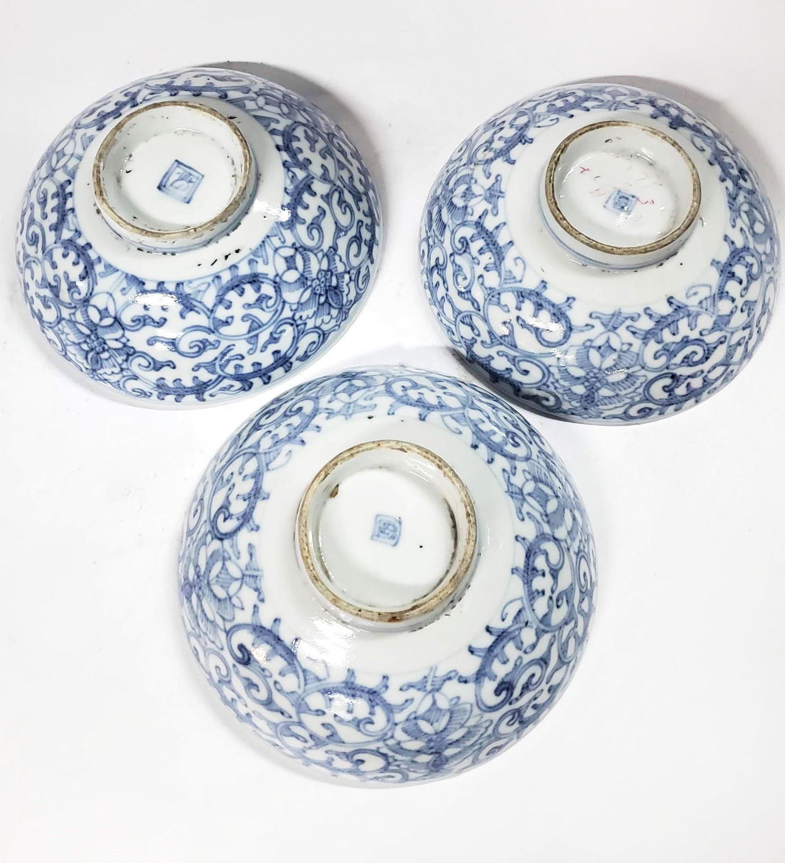 Three Antique Blue & White Porcelain Bowls (1 of 6)