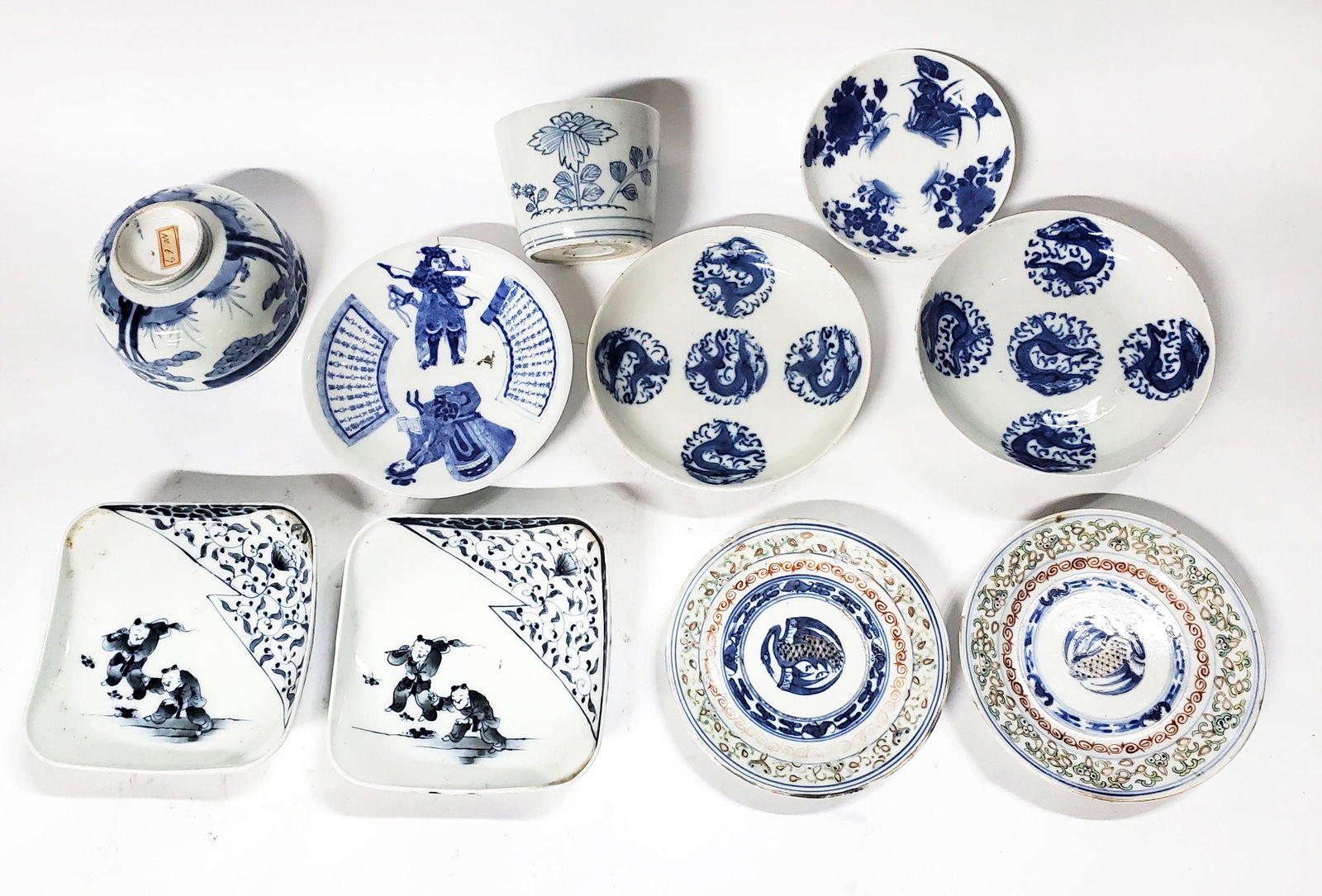 Lot of Ten Antique Blue & White Porcelain Dishes (1 of 18)