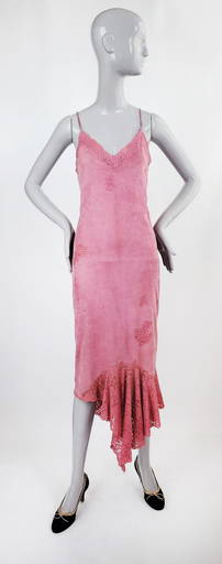 JOHN GALLIANO FOR CHRISTIAN DIOR TROTTER LOGO PINK DRESS