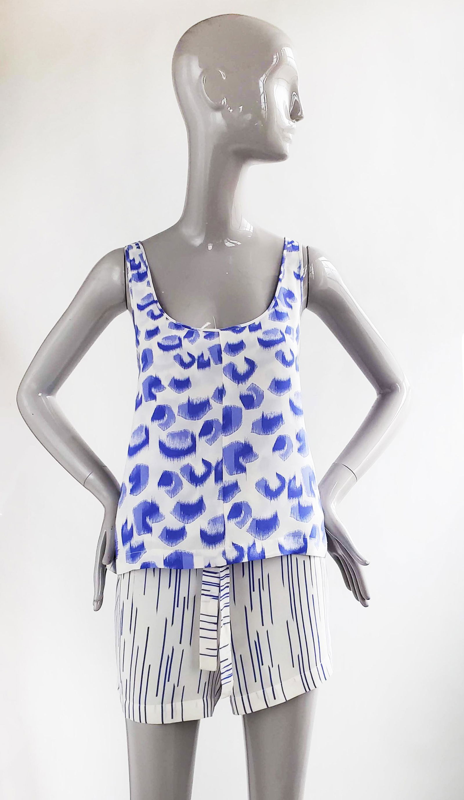 Thakoon Blue & White Silk Romper, 2010s (1 of 5)