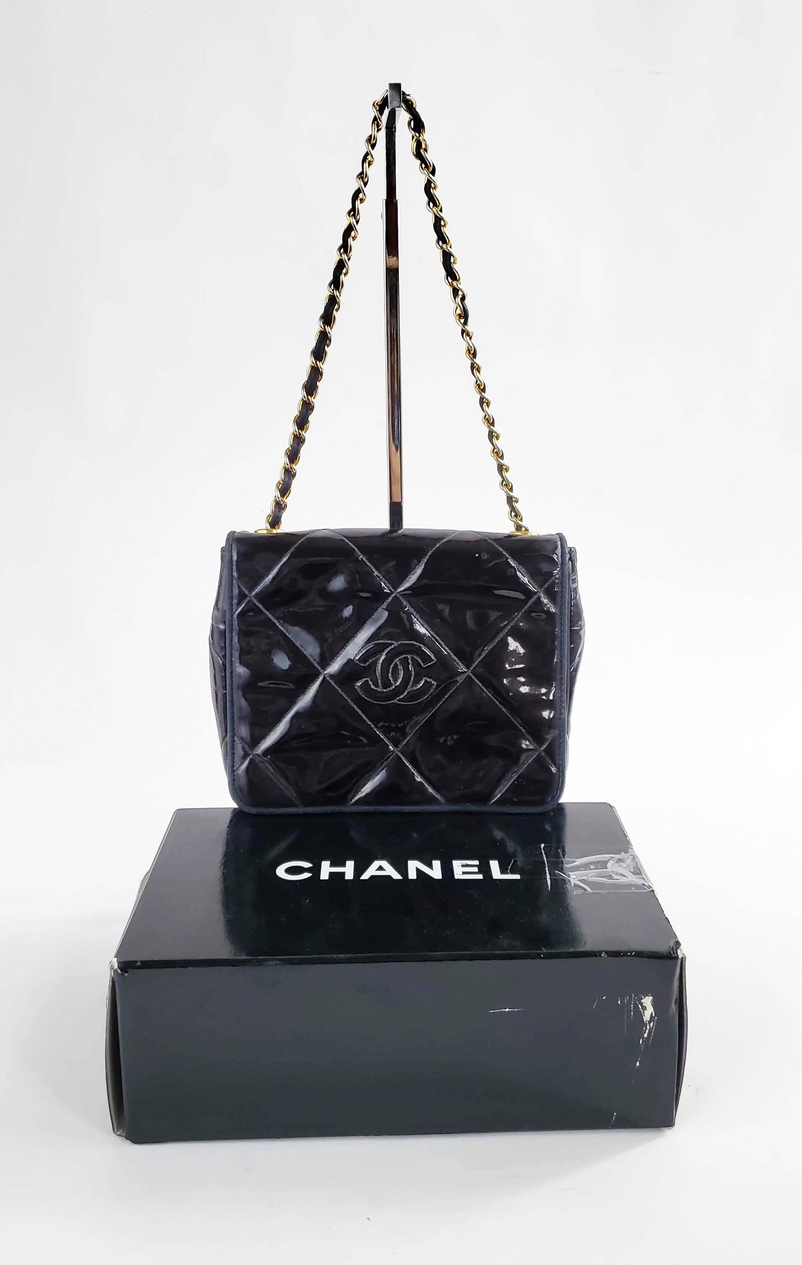 Chanel Quilted Black Patent Leather Shoulder Bag, 1980s (1 of 14)