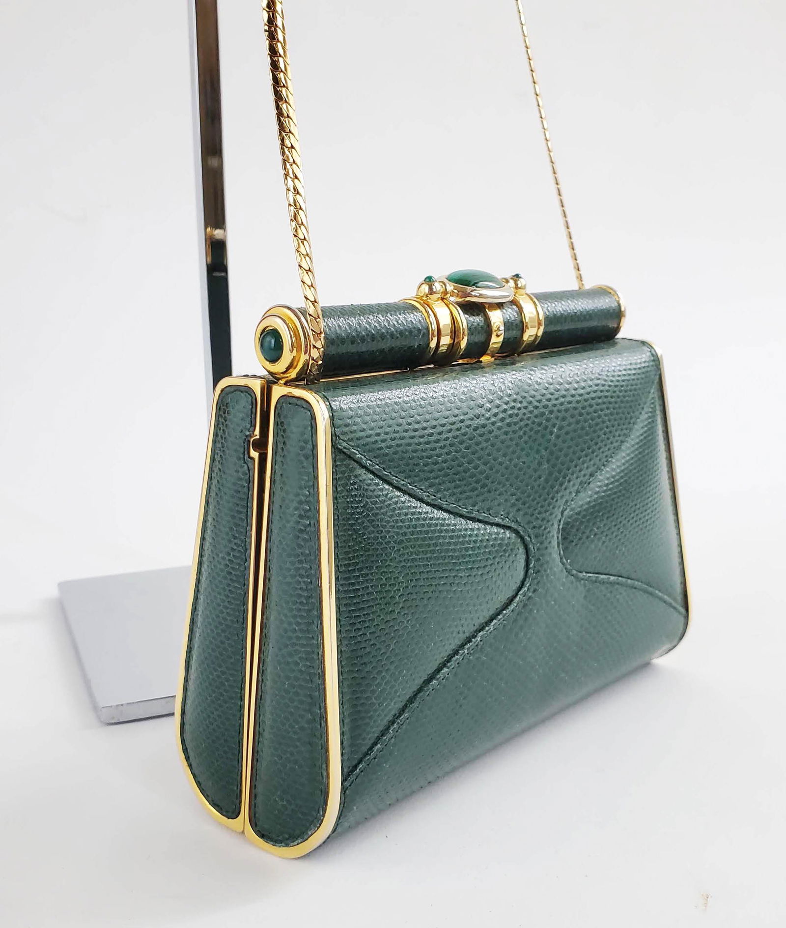 Finesse La Model Green Snake Skin Evening Bag, 1980s (1 of 7)