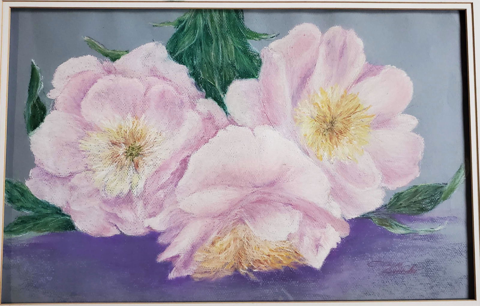 Emma Angeli Amodio (b.1923) Flowers Pastel Painting (1 of 5)