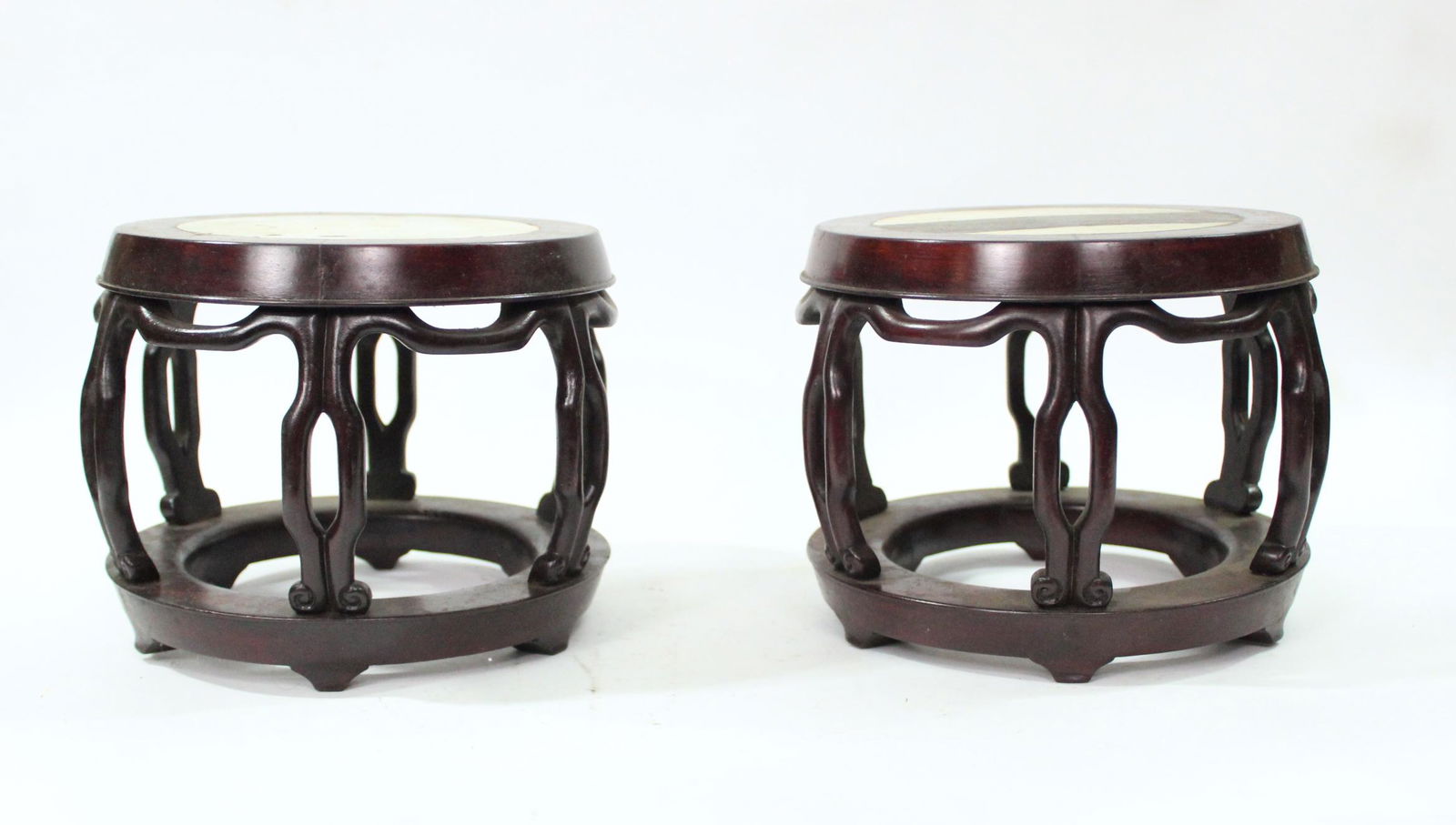 Pair of Chinese Rosewood & Marble Tables/ Stands (1 of 5)