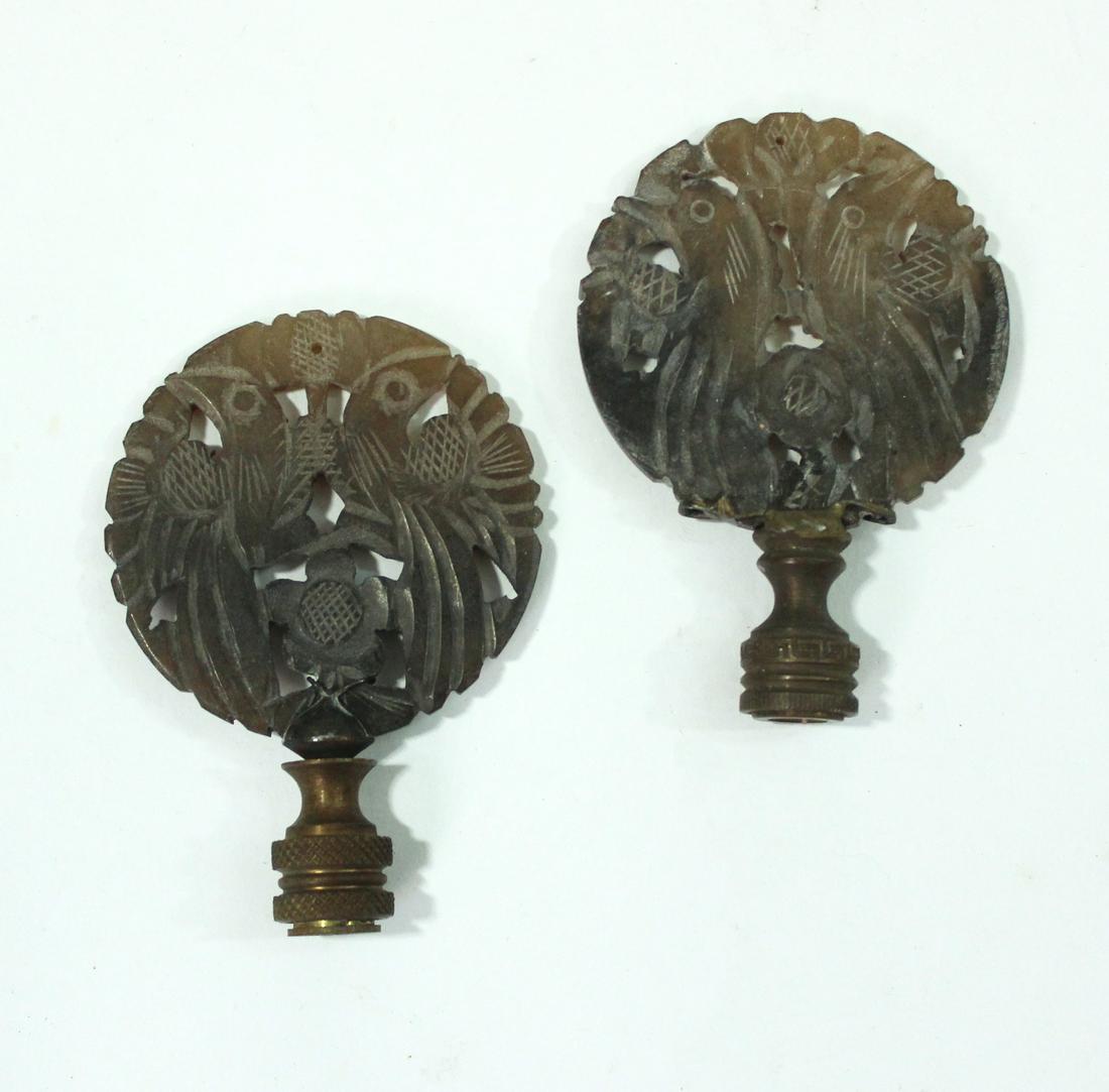 Pair of Chinese Carved Jade Lamp Finials (1 of 2)