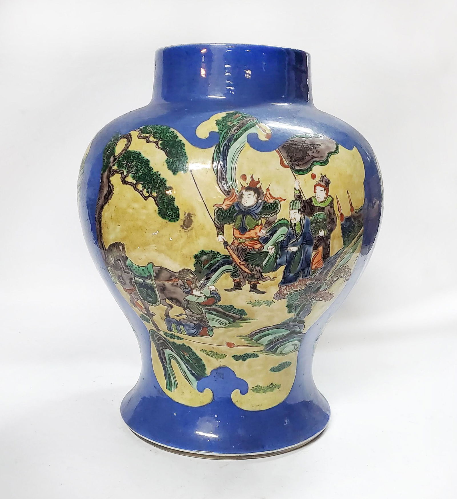 Antique Chinese Blue Ground Famille Rose Jar or Vase (1 of 12)
