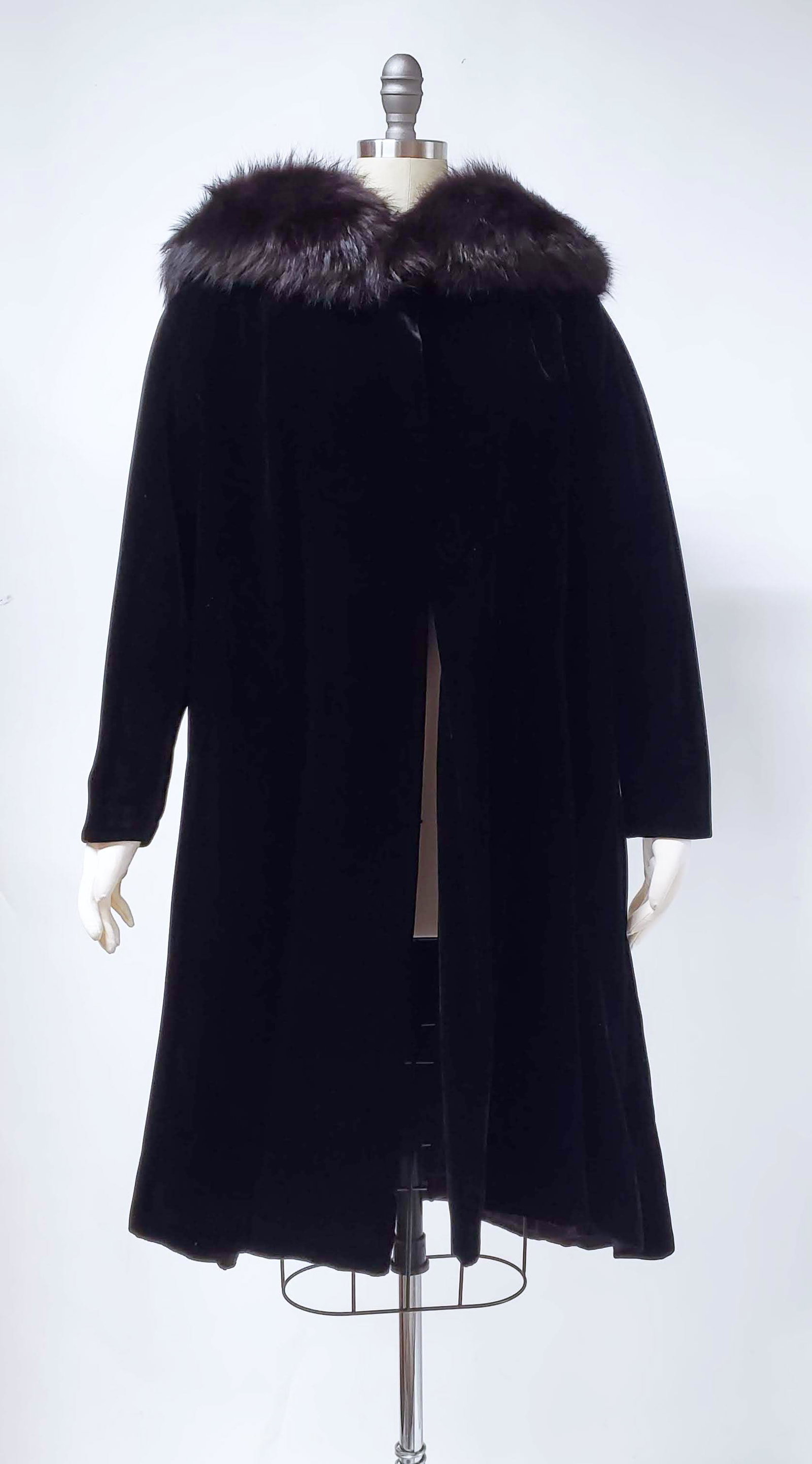 Bergdorf Goodman Black Velvet & Fur Opera Coat, 1960s (1 of 4)