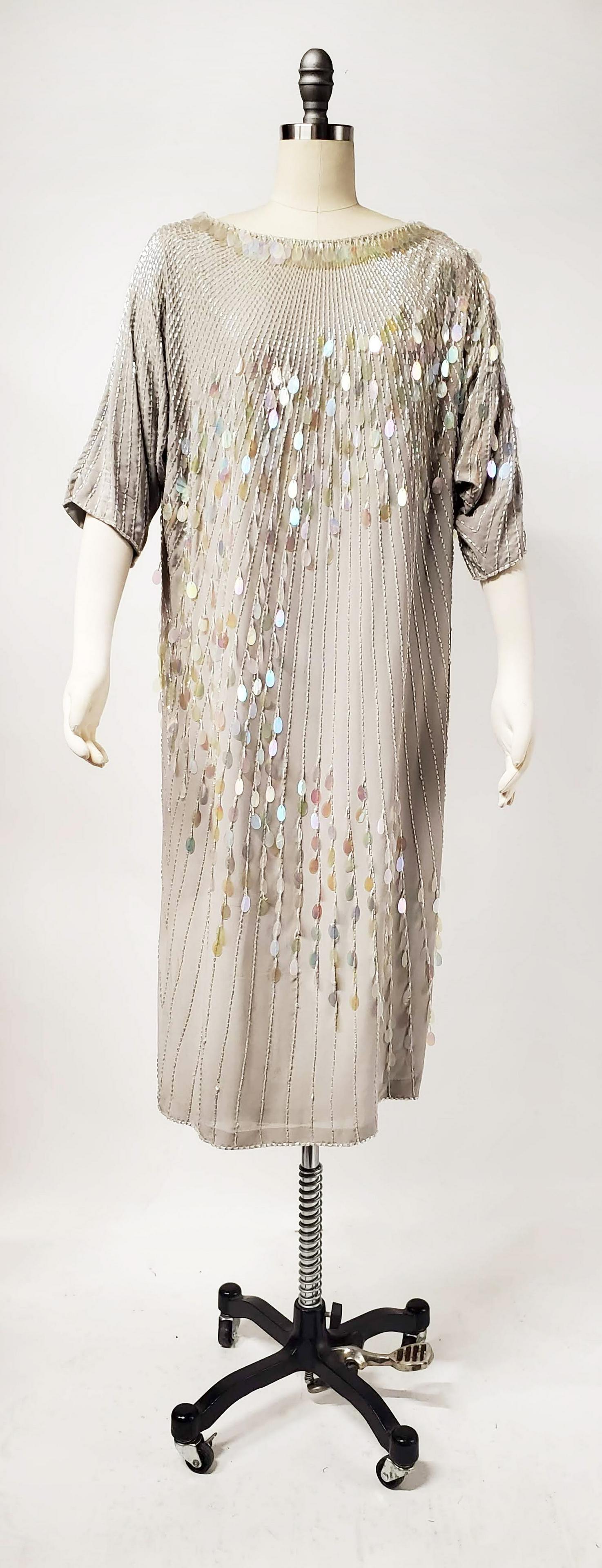 Neiman Marcus Embroidered Silk Evening Dress, 1980s (1 of 3)