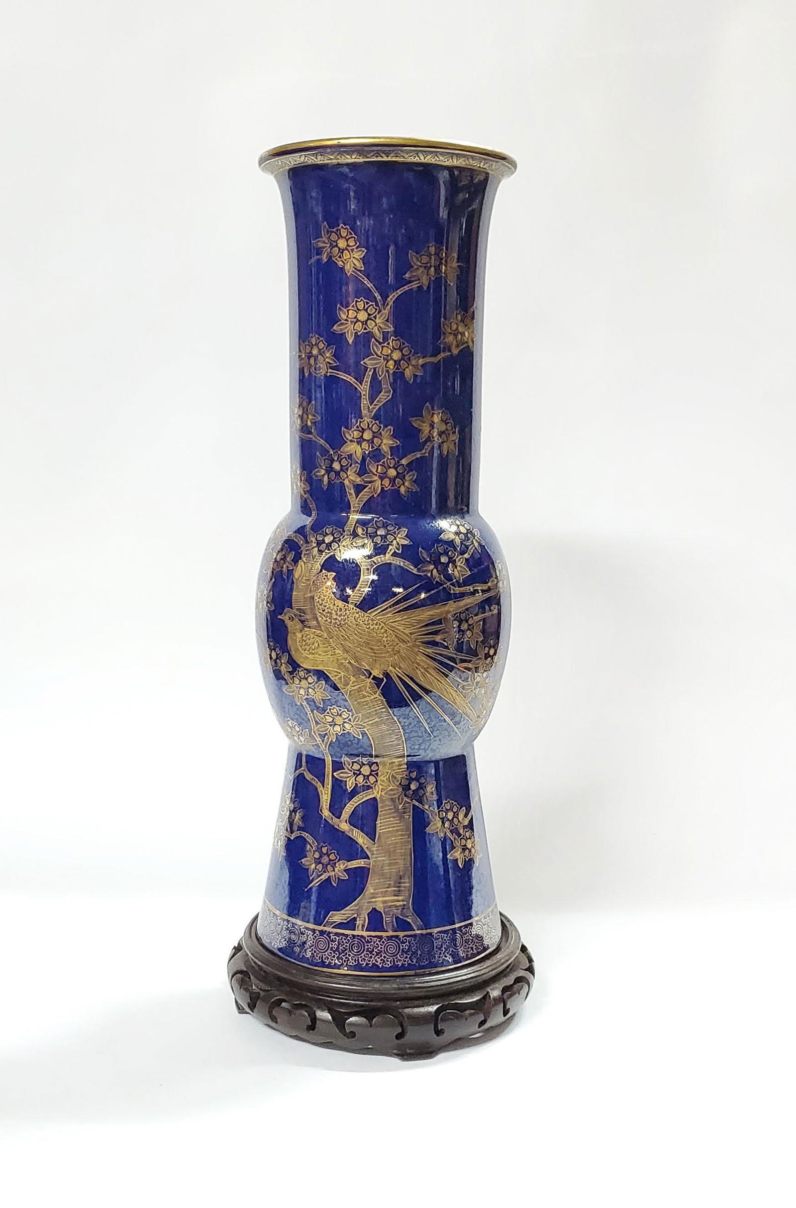 Chinese Gold & Cobalt Porcelain Vase (1 of 7)