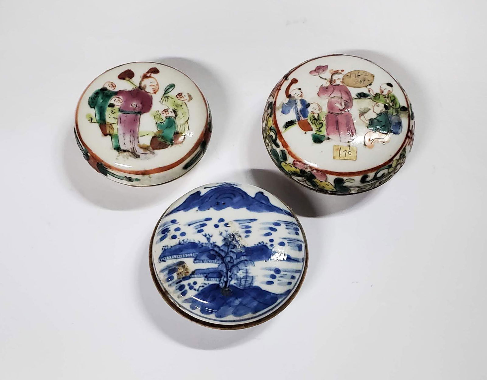 3 Antique Chinese Porcelain Stamp Boxes (1 of 7)