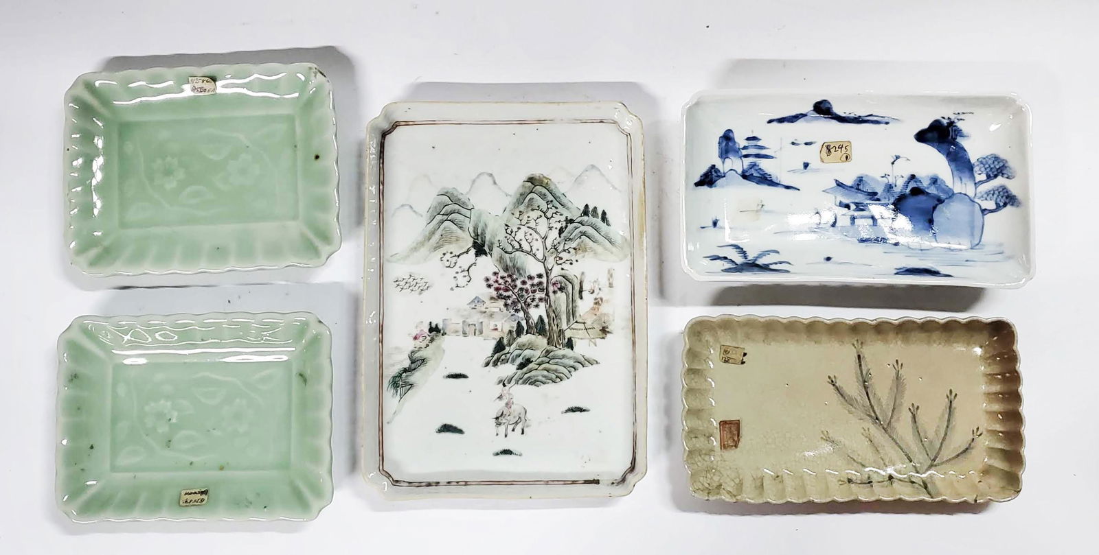 Lot of 5 Antique Chinese Rectangle Plates (1 of 14)