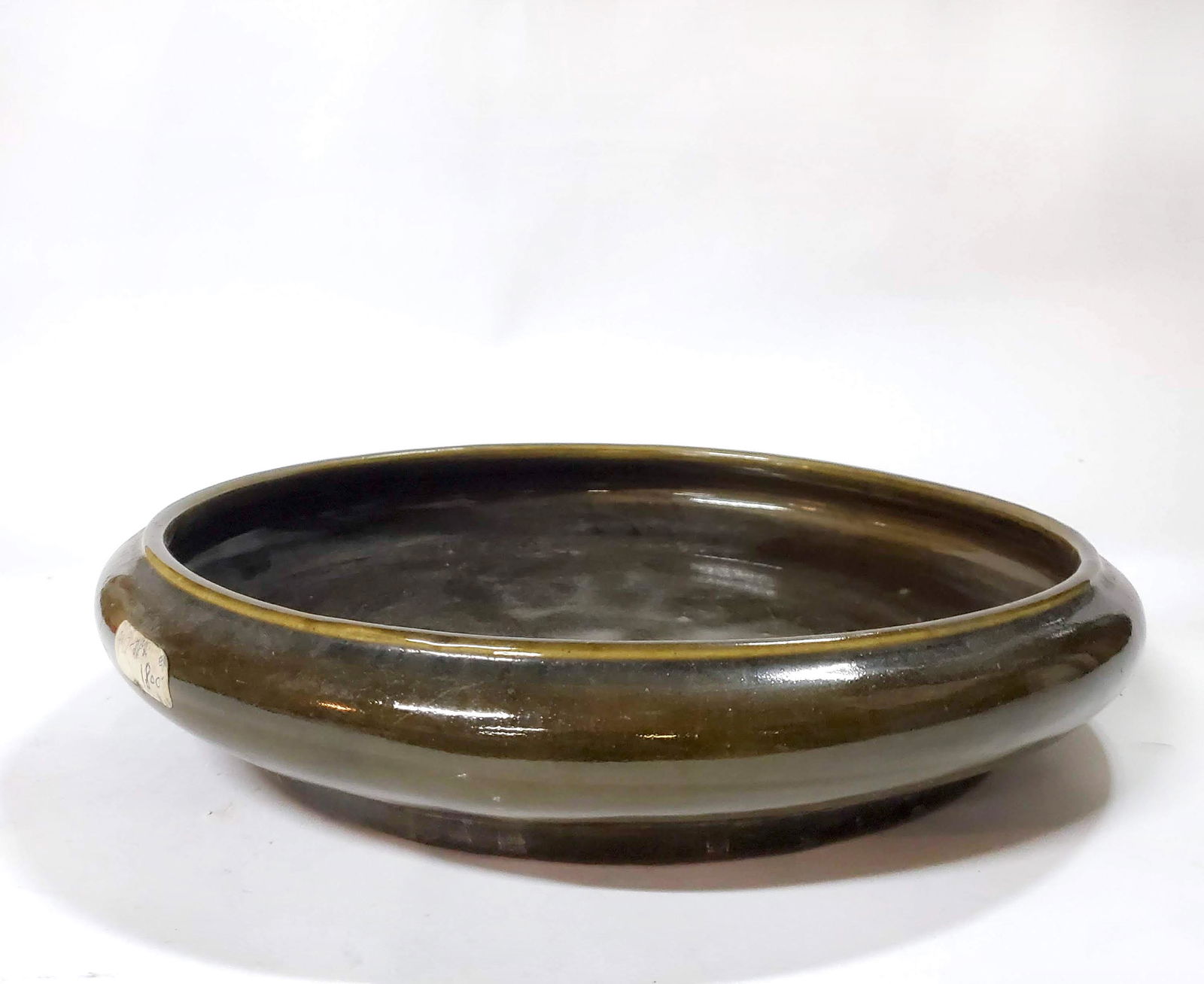 Antique Chinese Dark Green Glazed Ceramic Large Bowl (1 of 4)