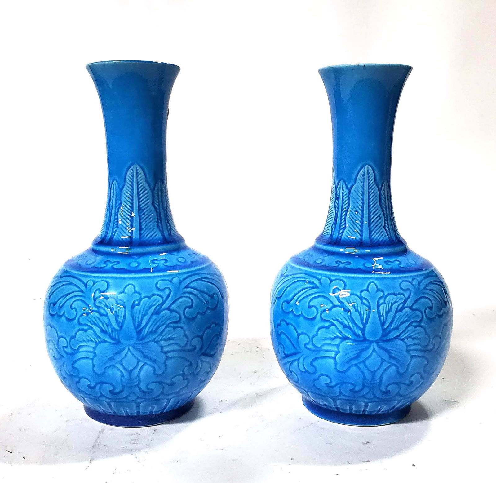 Pair of Chinese Jingdezhen Turquoise Glazed Vases (1 of 5)