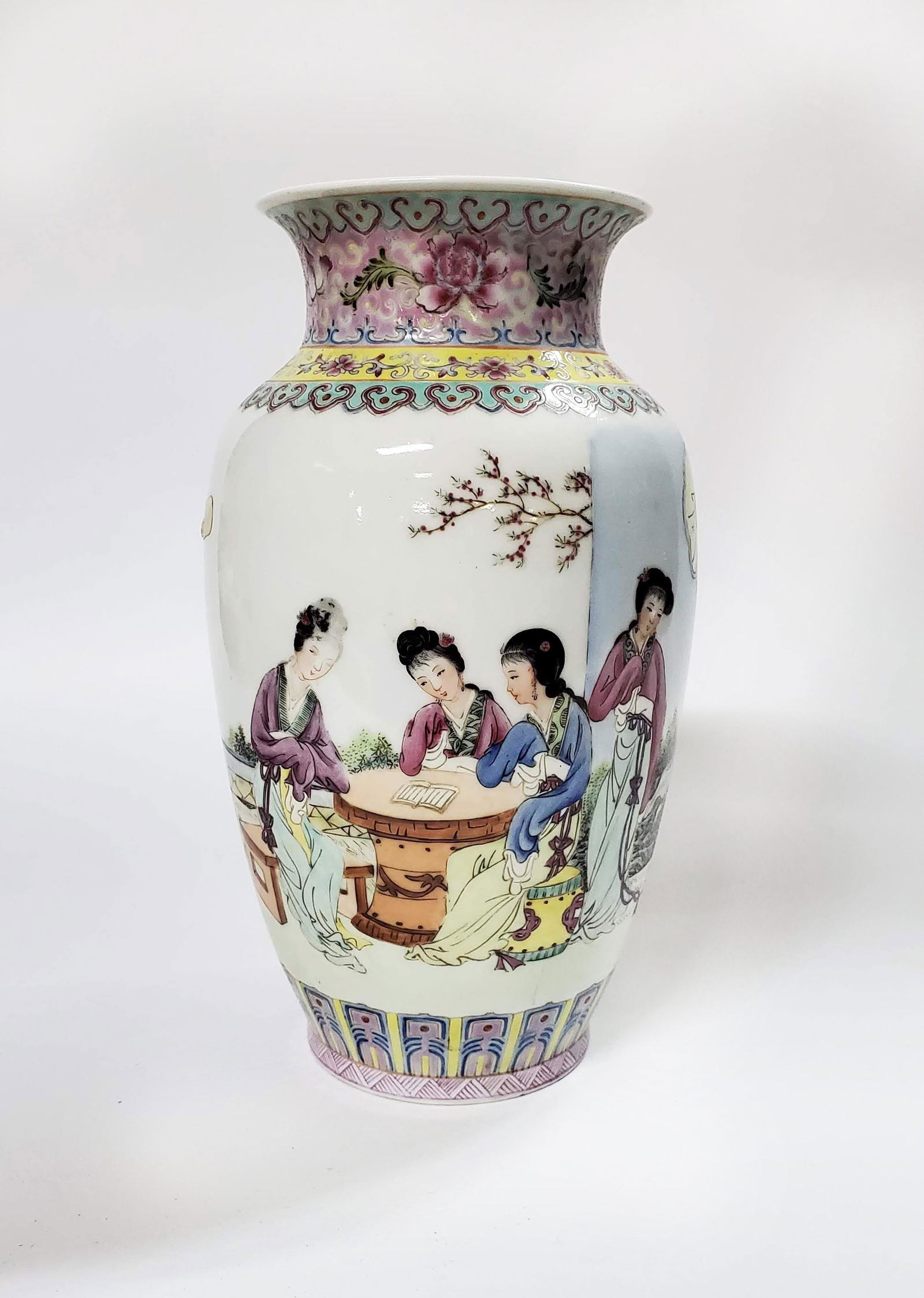 Chinese Famille Rose Hand Painted Vase, Marked (1 of 6)