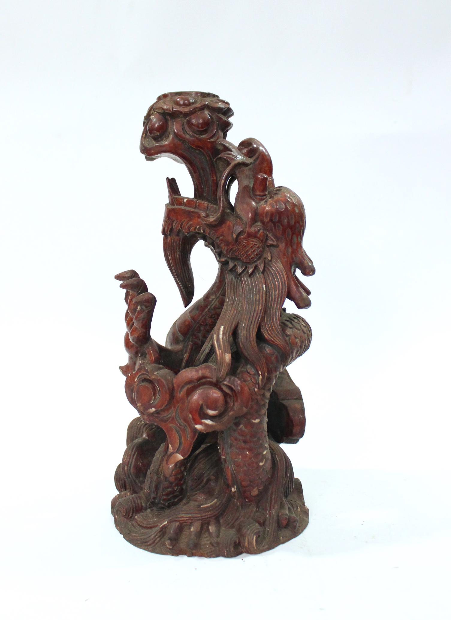 Antique Chinese Carved Wood Dragon Statue (1 of 4)