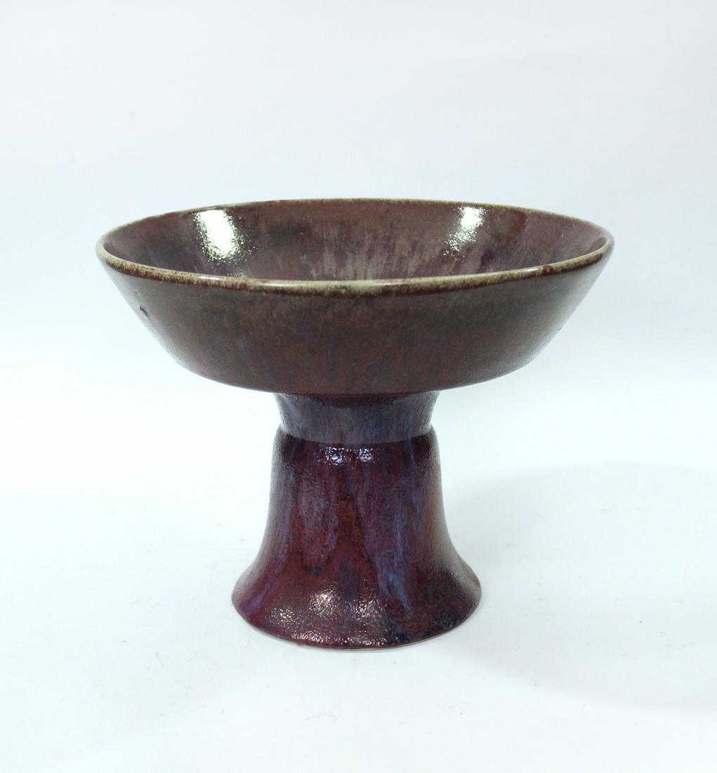 Antique Chinese FlambÃ© Glazed Sang de Boeuf Bowl: Antique Chinese FlambÃ© Glazed Sang de Boeuf Large Bowl with stem. H. 8.5 in., d. 11 in.