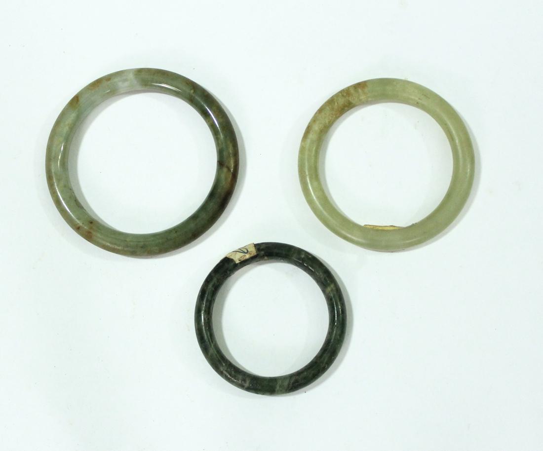 3 Chinese Jade Bangle Bracelets (1 of 5)