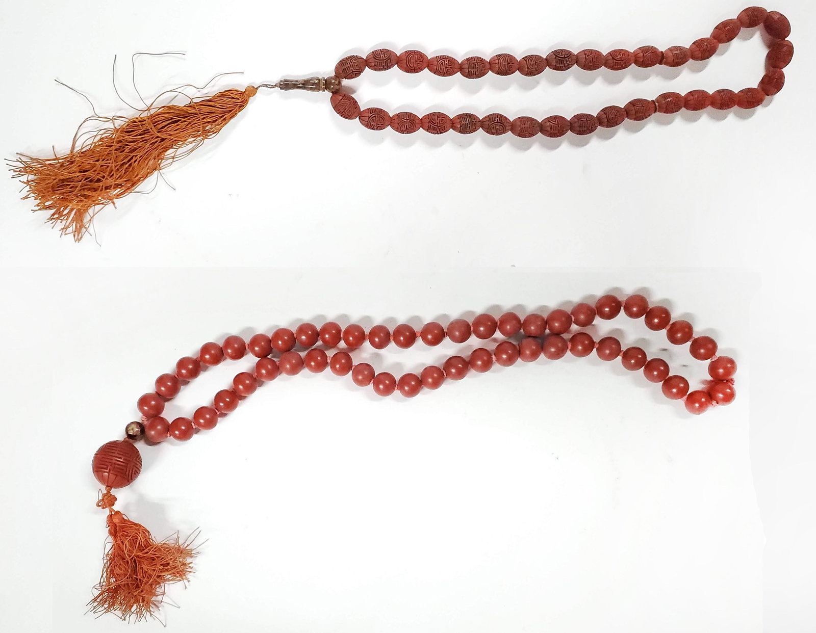 2 Chinese Cinnabar Bead Rosaries or Necklaces (1 of 4)