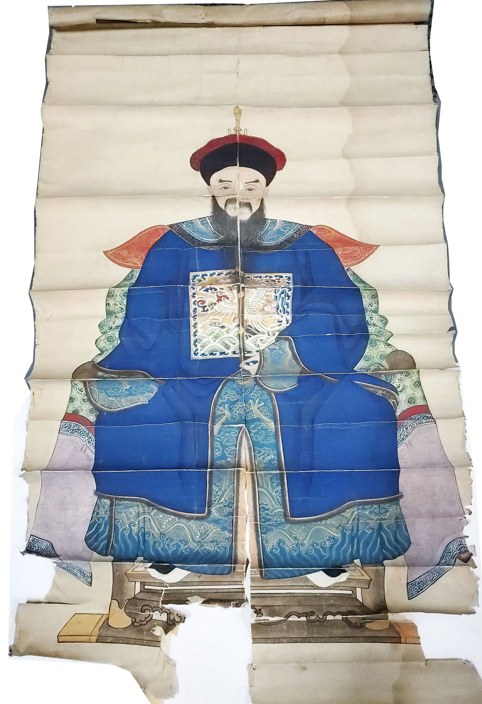 Antique Chinese Ancestor Portrait Scroll Painting (1 of 4)