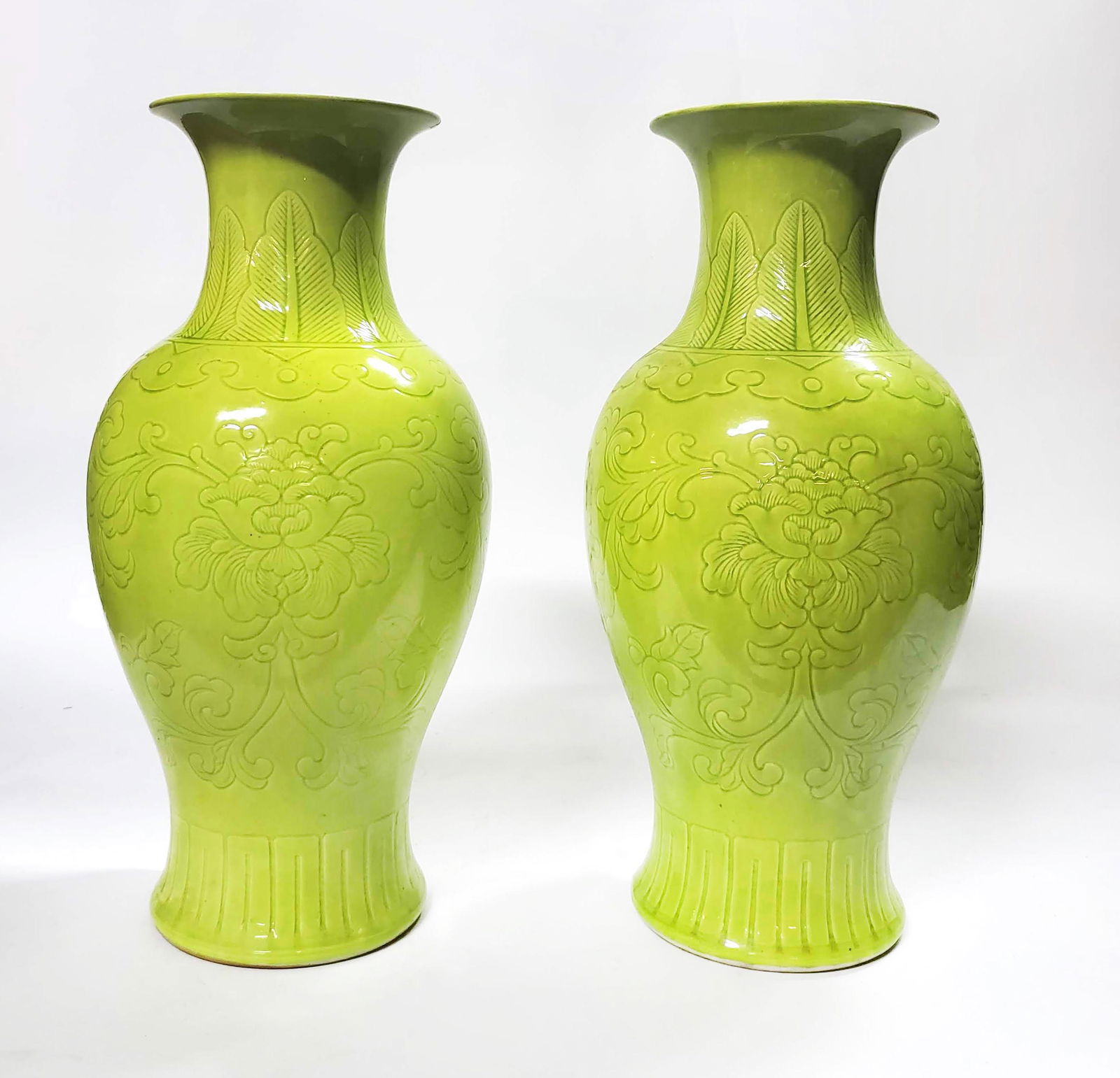 Pair of Chinese Jingdezhen Green Glazed Vases (1 of 11)