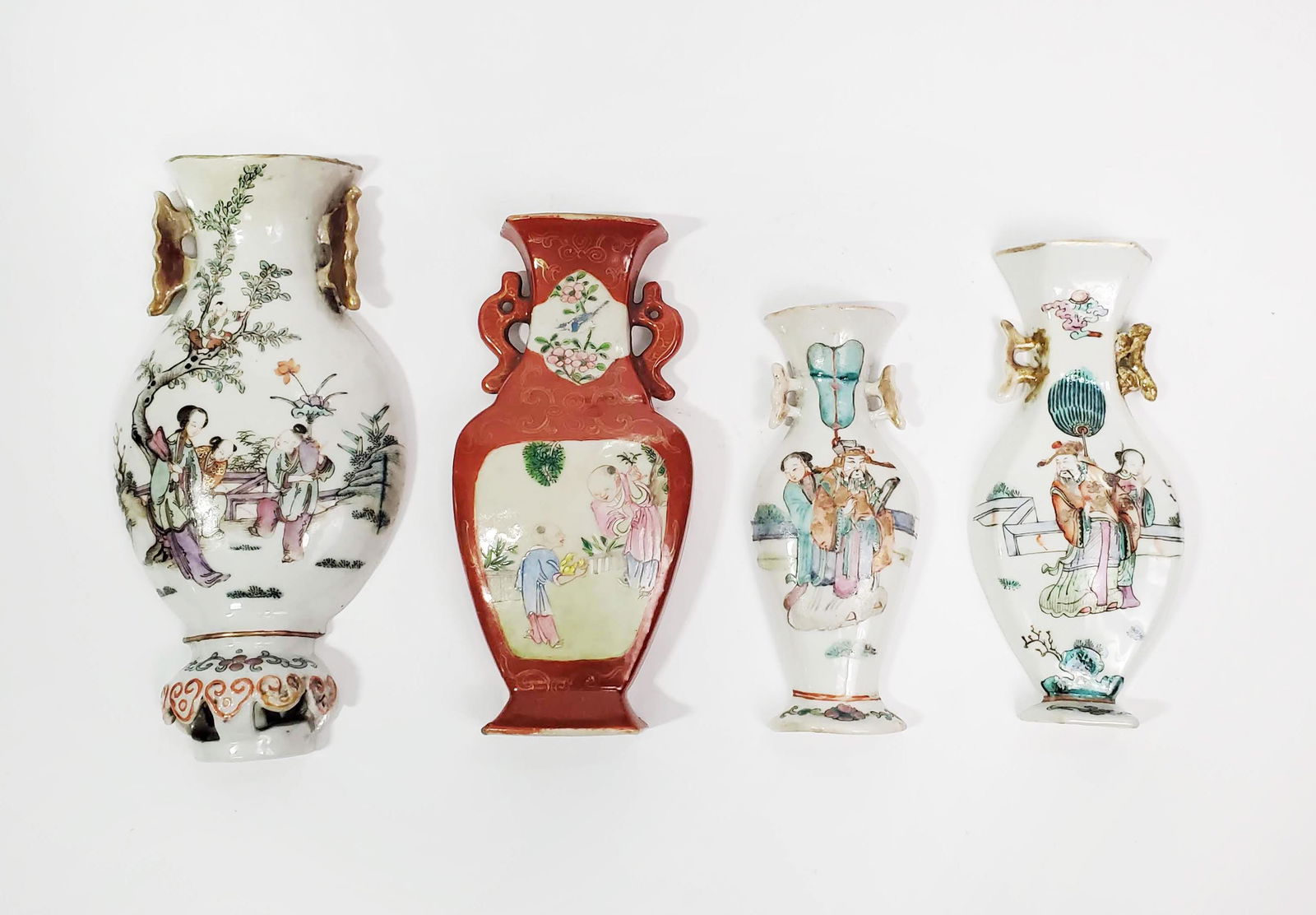 Lot of 4 Antique Chinese Famille RosePocket Vases (1 of 14)