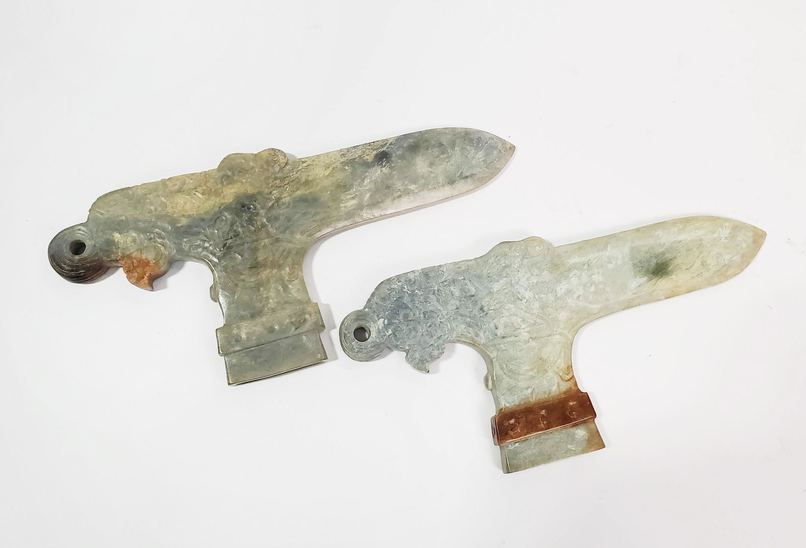 Antique Chinese Pair of Carved Jade Axes (1 of 5)