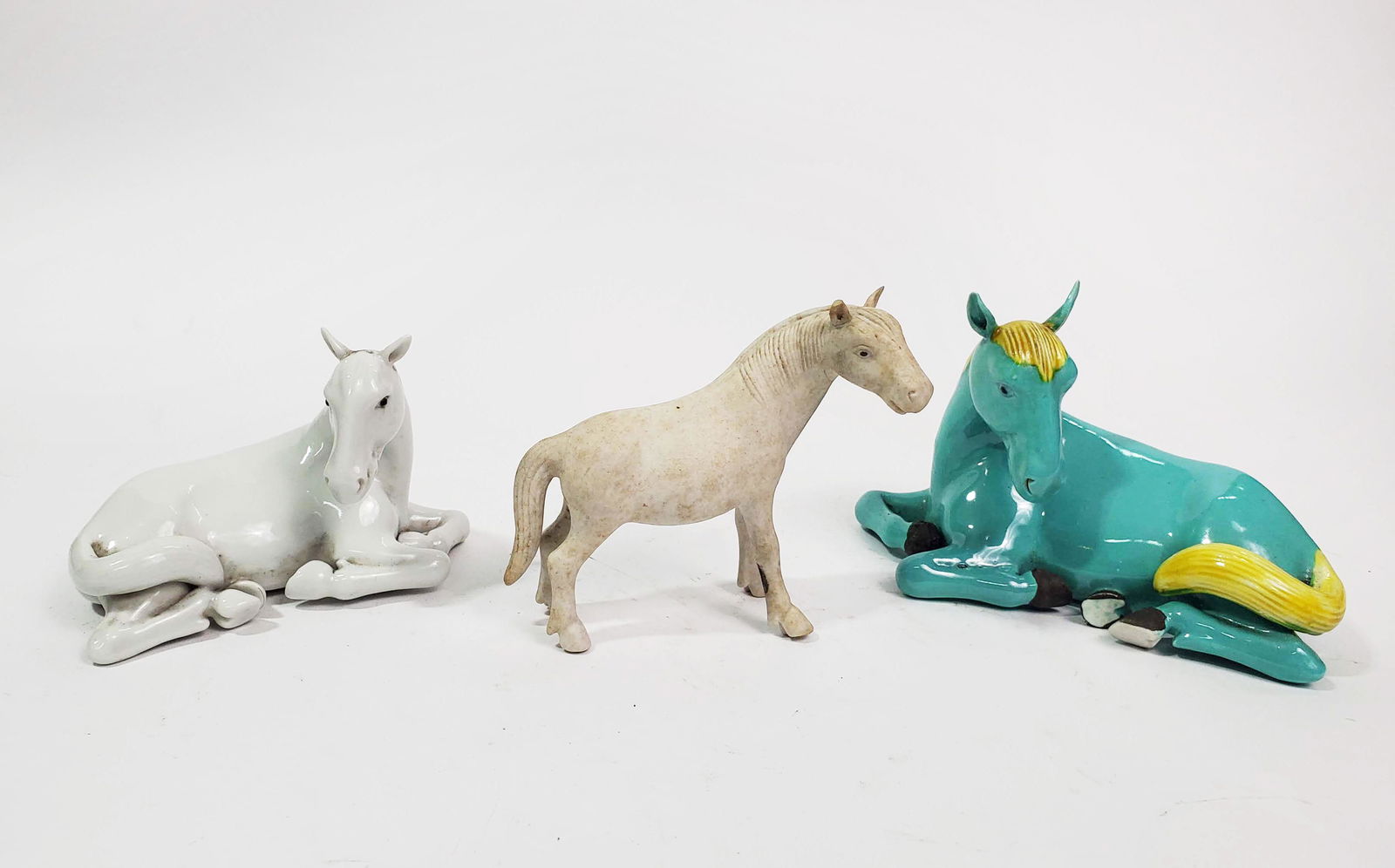 Lot of 3 Chinese Export Porcelain Horse Figurines (1 of 3)