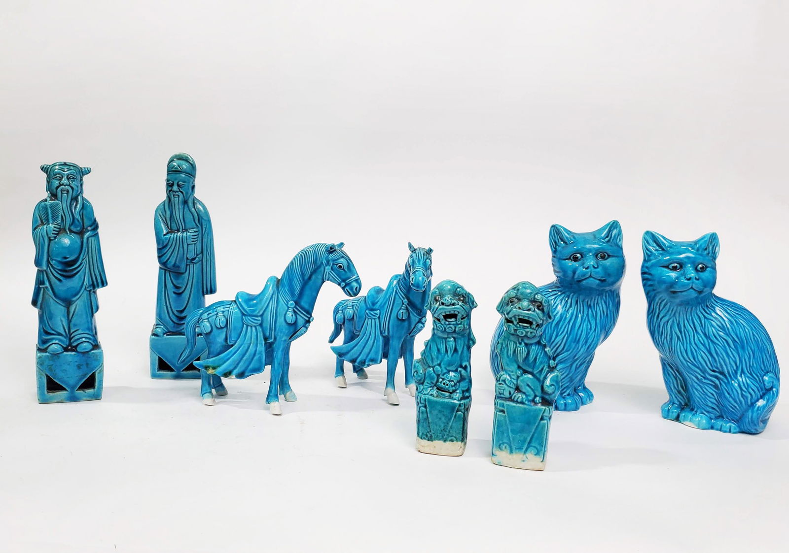 Lot of 8 Chinese Turquoise Glazed Figurines (1 of 11)