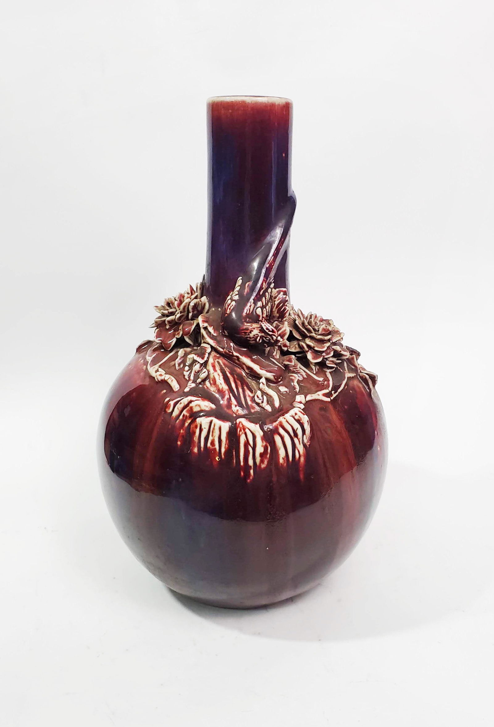 Antique Chinese Red & Purple Flambe Glazed Vase (1 of 6)