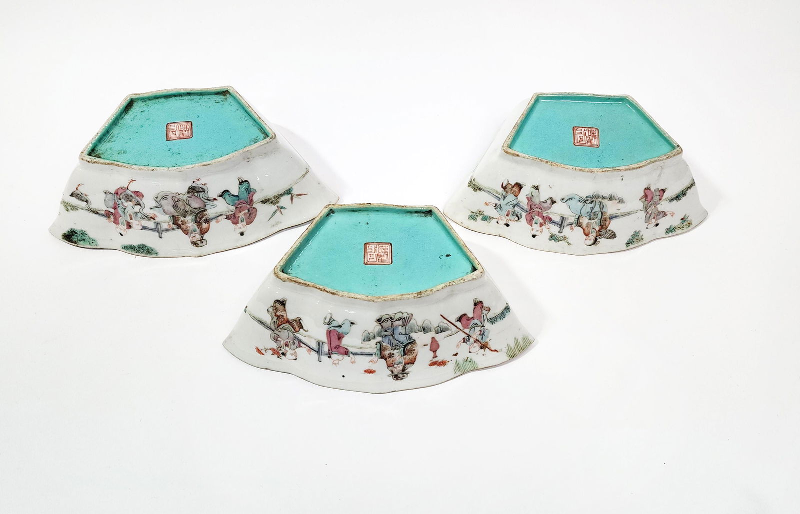 Lot of 3 Antique Chinese Famille Rose Bowls, 19th C. (1 of 11)