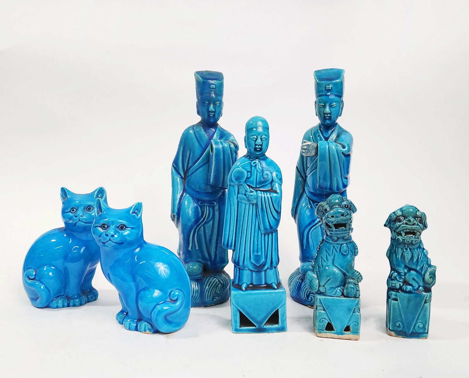 Lot of 7 Chinese Export Turquoise Glazed Figures (1 of 9)
