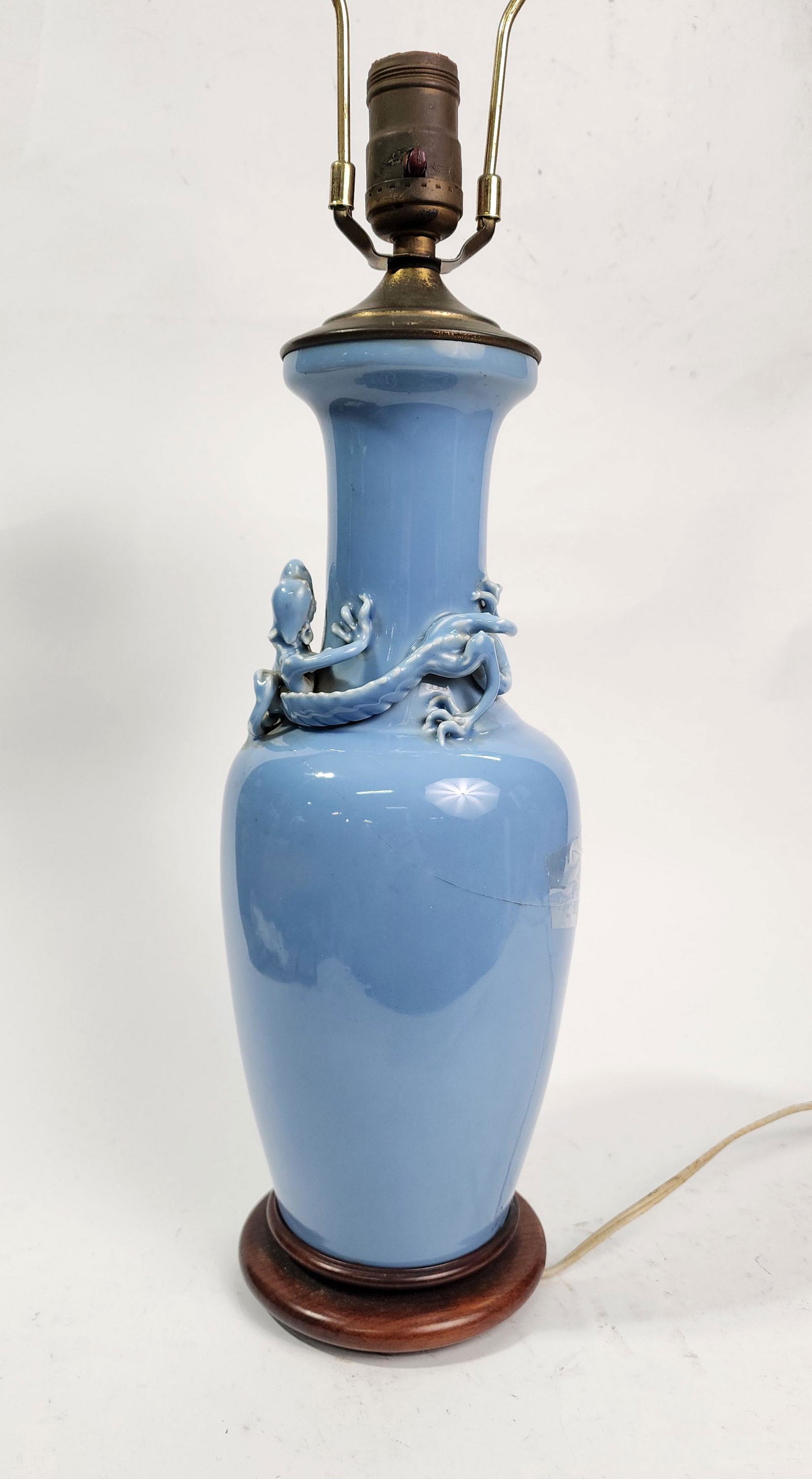 Antique Chinese Clair de Lune Glazed Dragon Lamp (1 of 13)