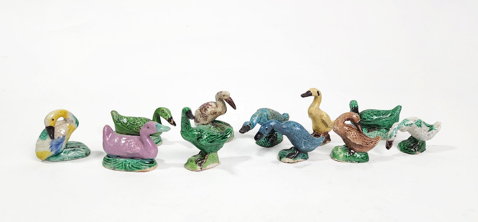 Group of 11 Chinese Porcelain Miniature Duck Figures (1 of 4)
