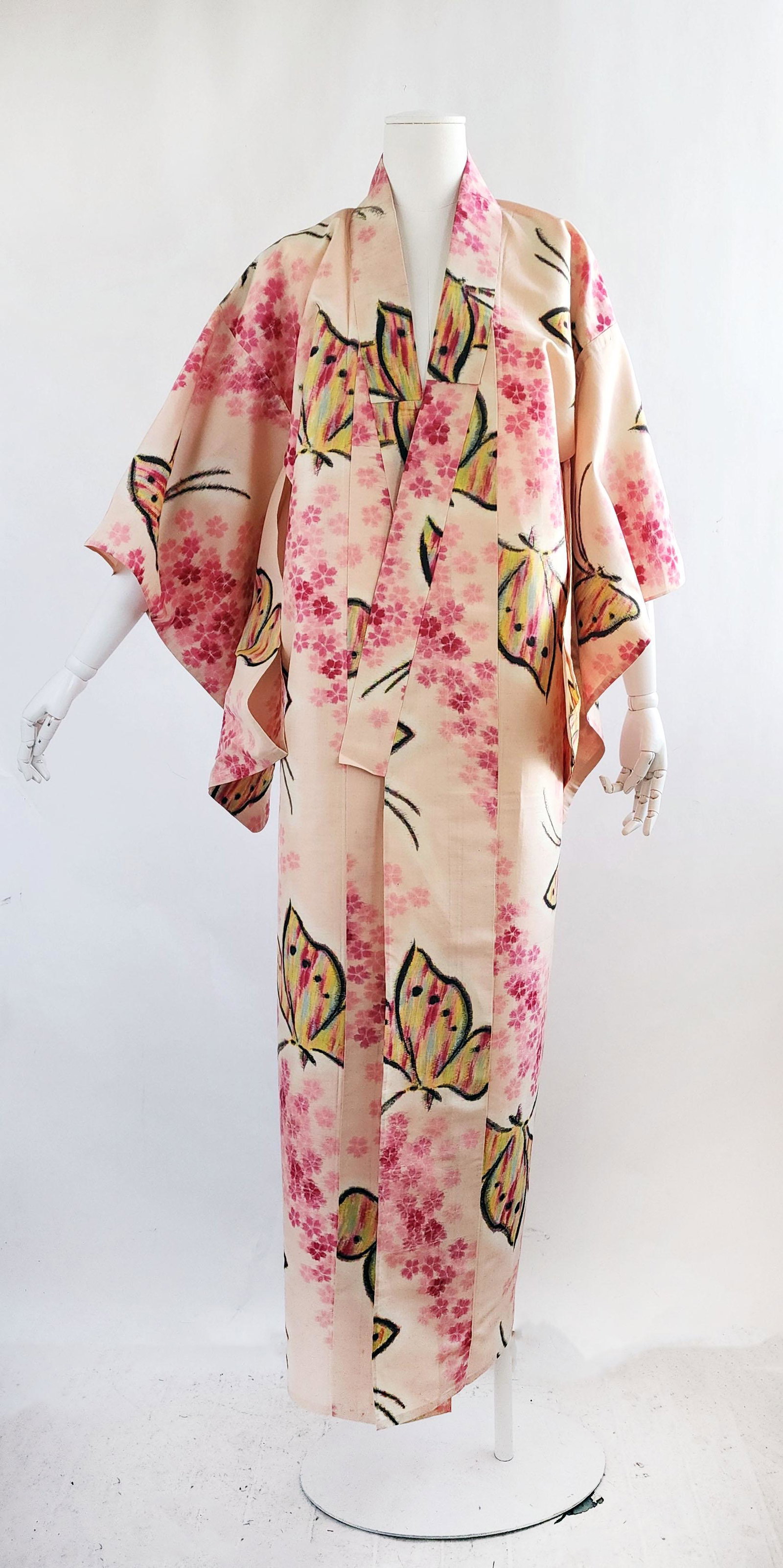Japanese Silk Ikat Butterfly Print Kimono (1 of 8)