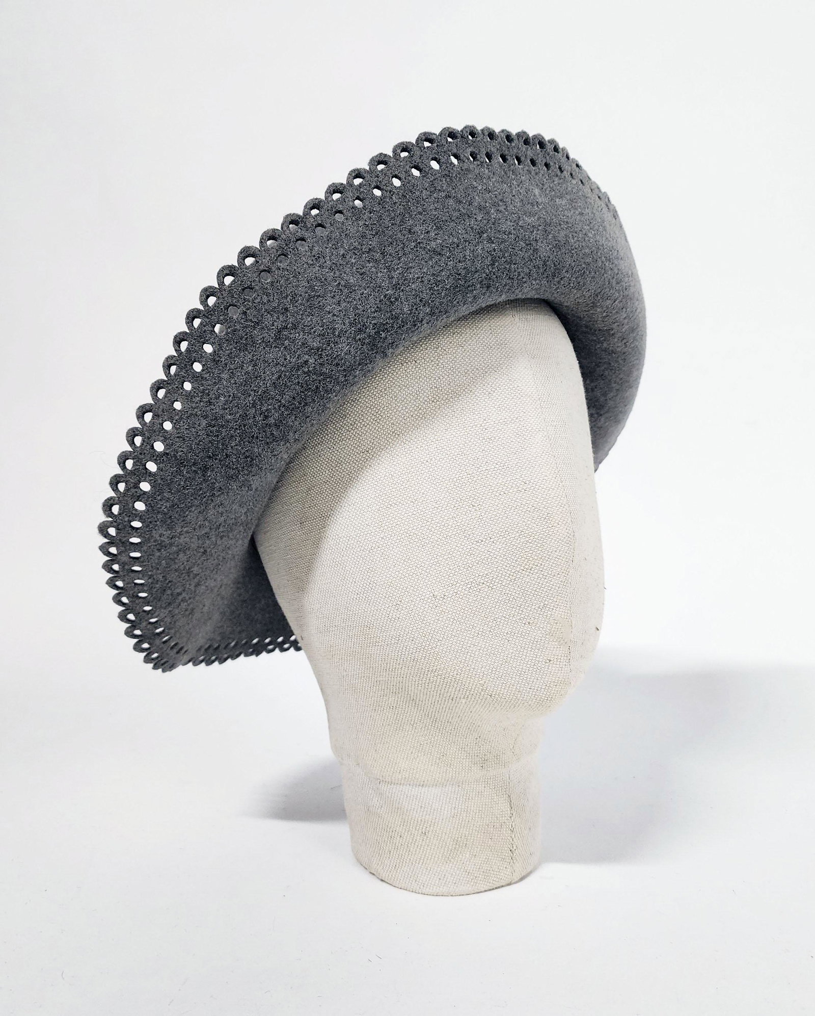 Adolfo II New York Paris Gray Felt Hat, ca. 1970s: Adolfo II New York Paris Gray Felt Hat, ca. 1970s.