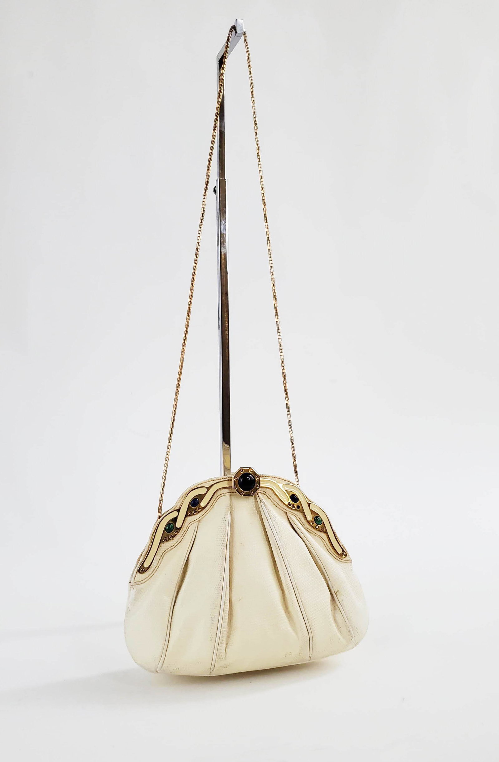 Finesse La Model Beige Lizard Skin Evening Bag, 1980s (1 of 5)